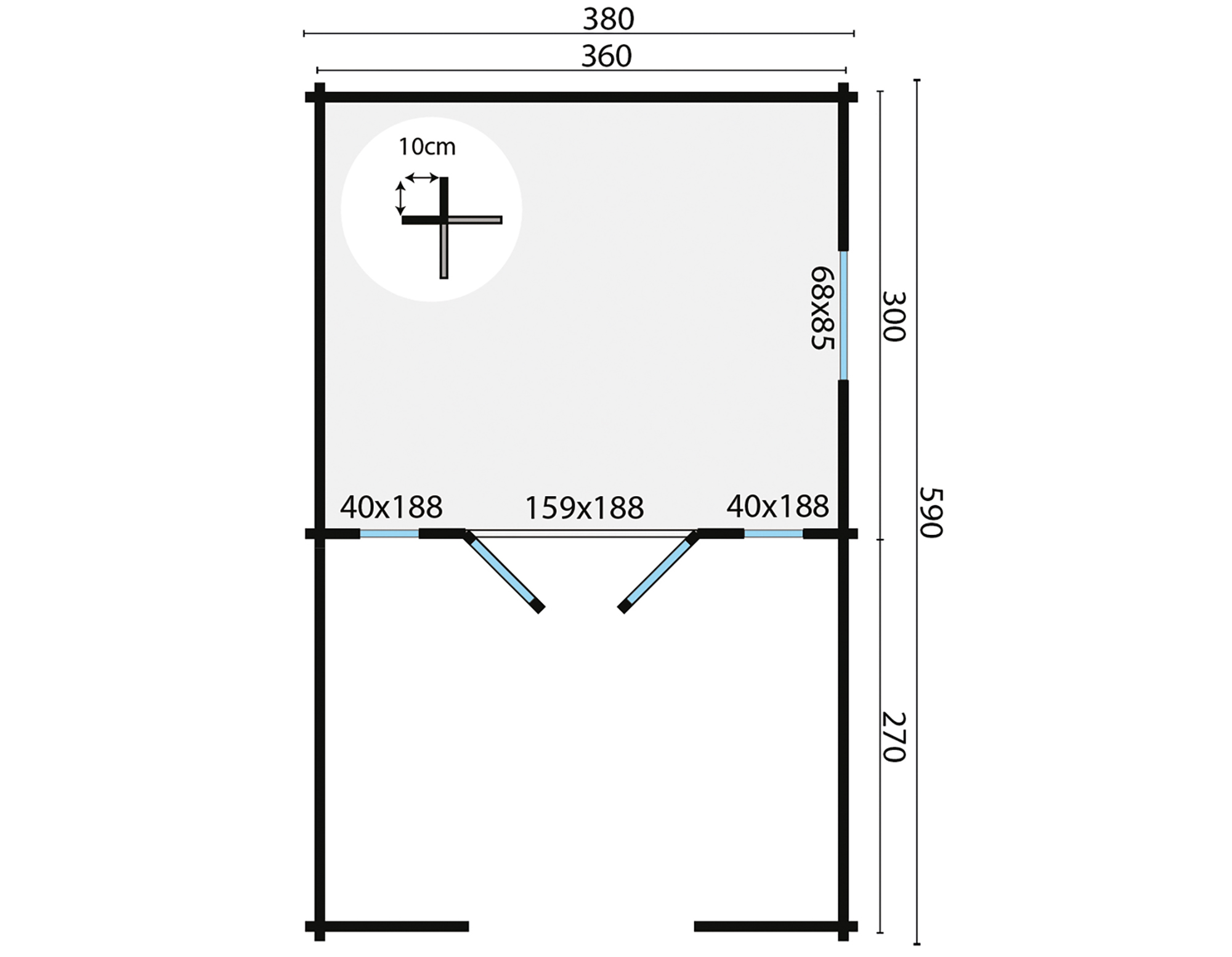 Blokhut - Tuinhuis Sanstrov | 44 mm | vuren onbehandeld