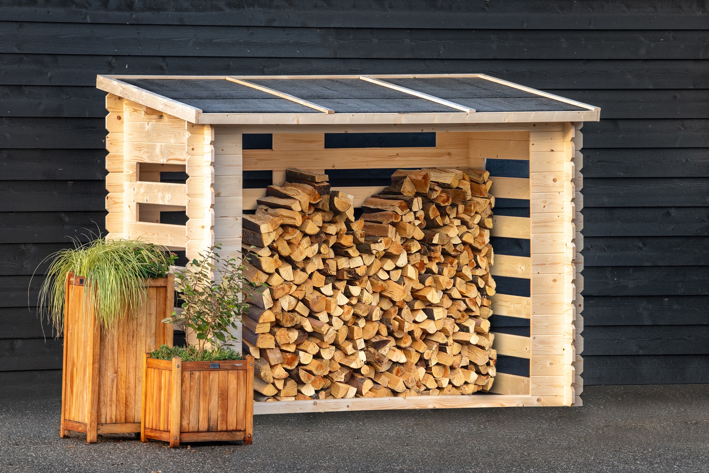 Product image high resolution (main image) Kaminholz Regal Brandr 19 mm Brandr (inkl. dachpappe)