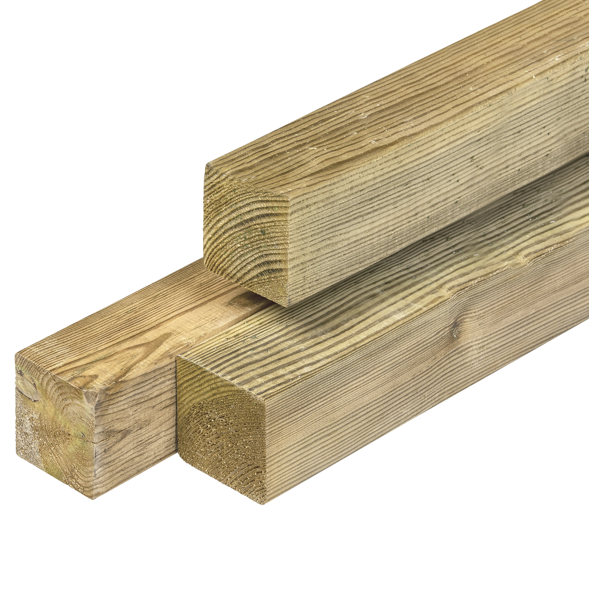 Grenen paal 6,8 x 6,8 x 200 cm, vers, groen geïmpregneerd, geschaafd, 4 ronde hoeken
