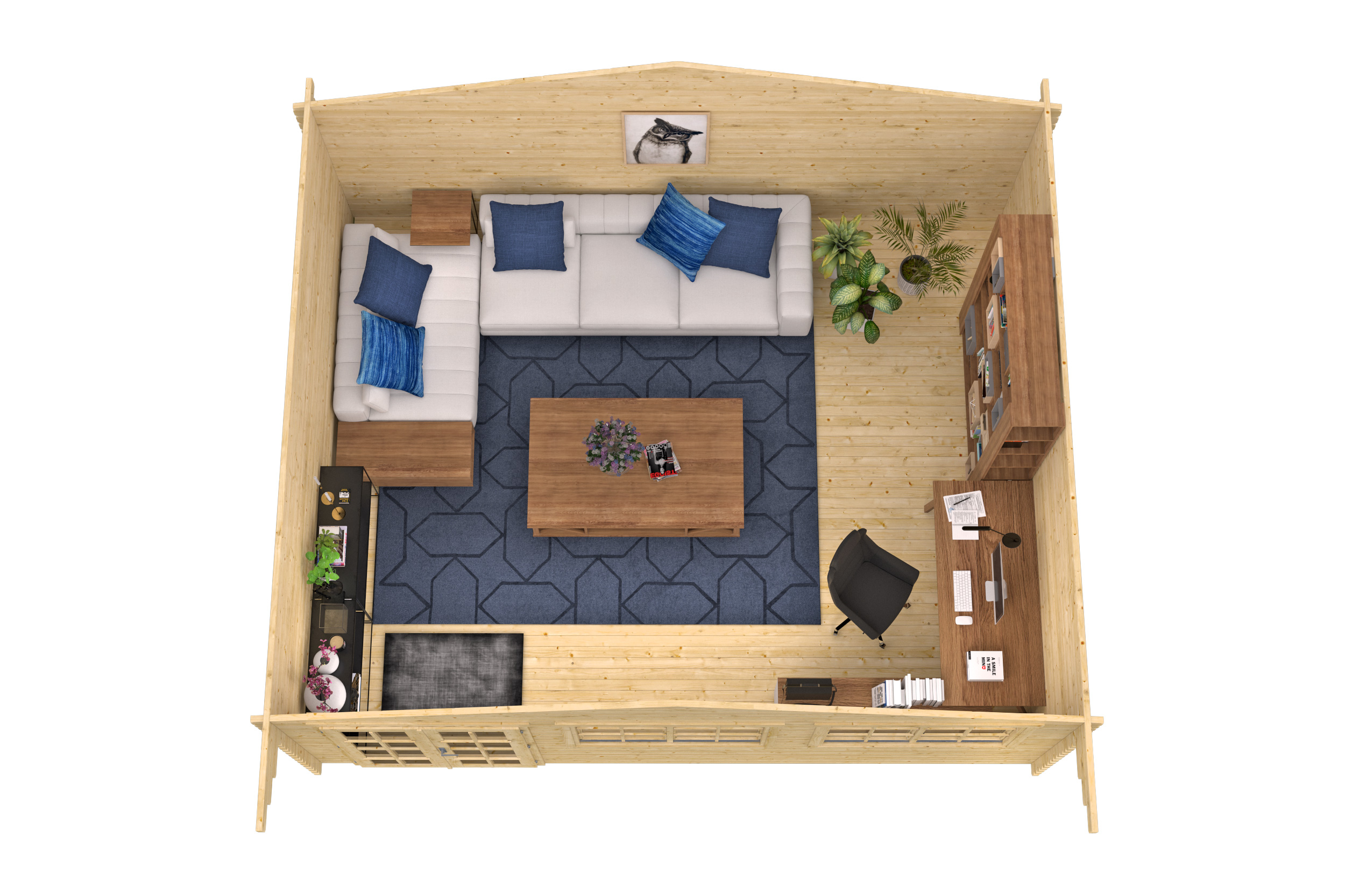 Blokhut - Tuinhuis Tova | 44 mm | vuren bruin geïmpregneerd Blokhut - Tuinhuis Tova | 44 mm | vuren bruin geïmpregneerd