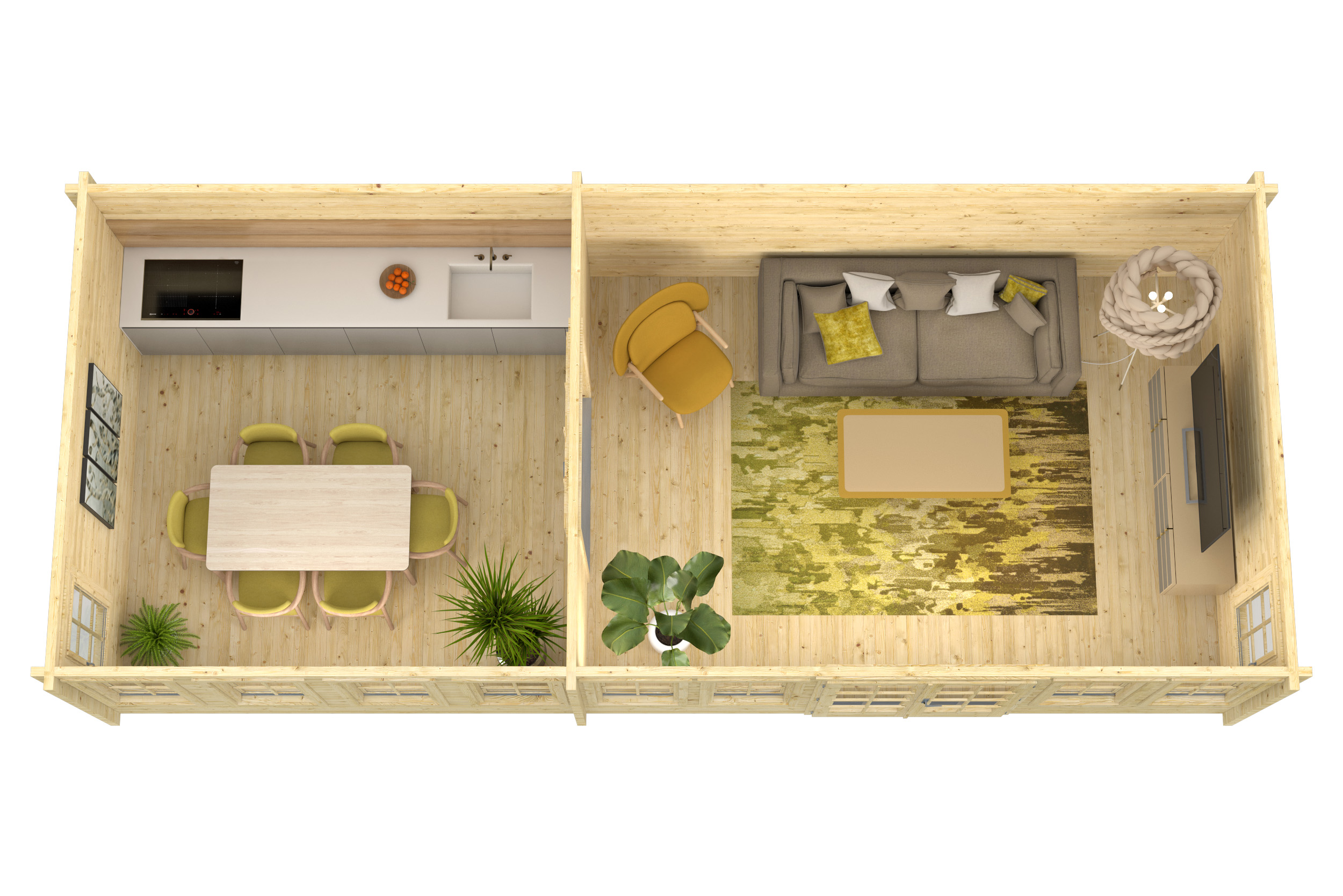 Blokhut - Tuinhuis Big Lauren | 70 mm | vuren grijs geïmpregneerd