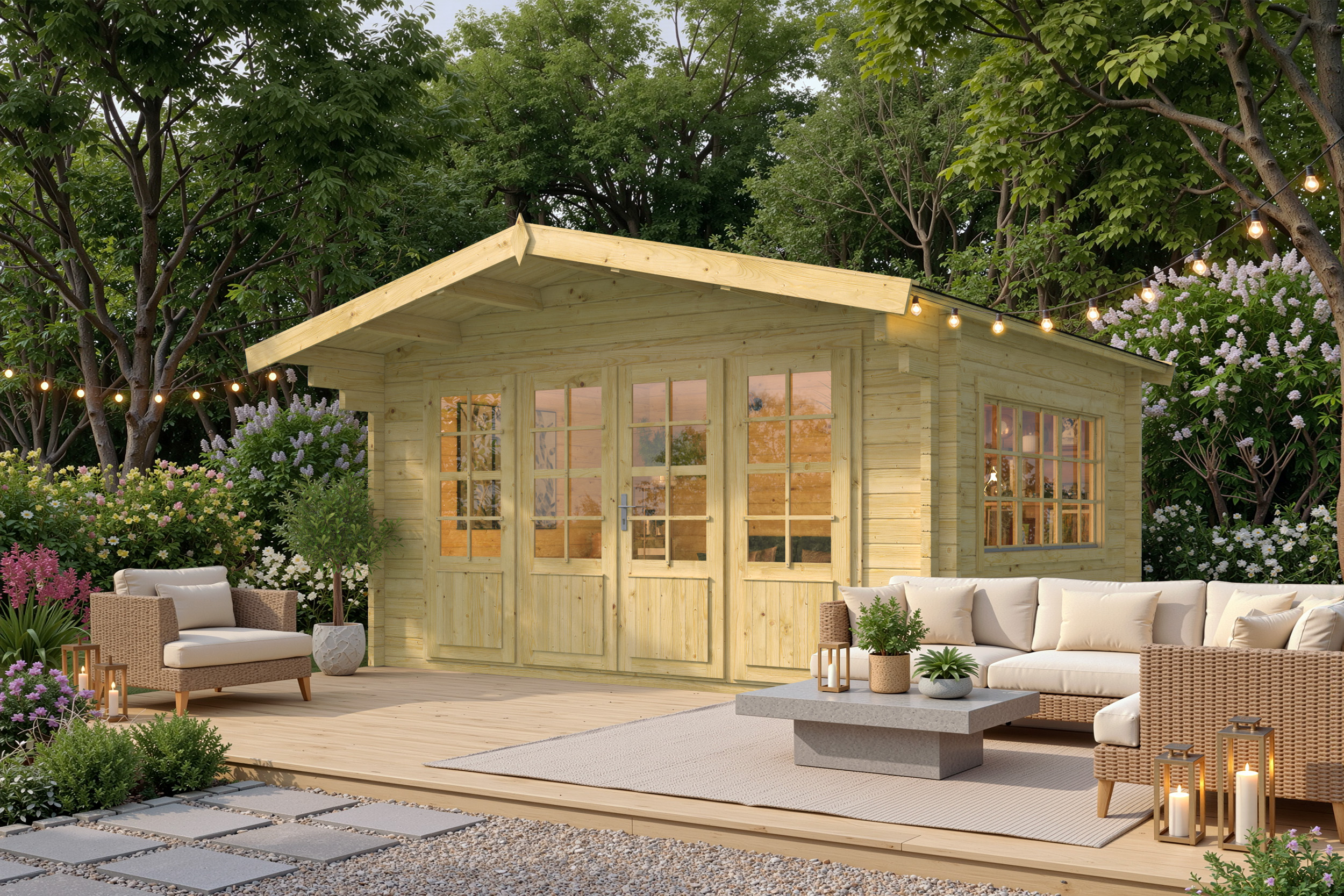 Blokhut - Tuinhuis Blackpool | 58 mm | vuren grijs geïmpregneerd