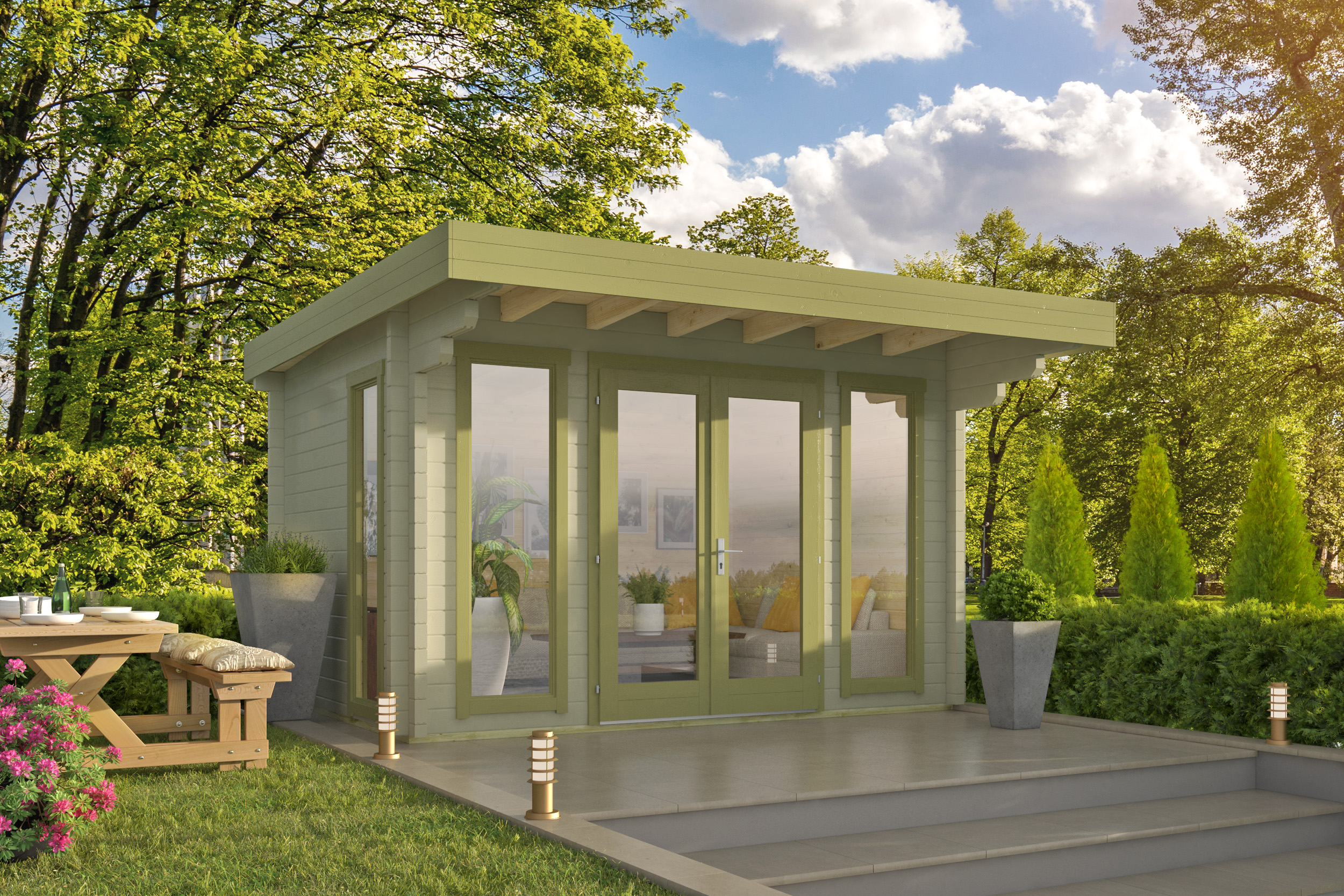 Blokhut - Tuinhuis Whitegate | 70 mm | onbehandeld Blokhut - Tuinhuis Whitegate | 70 mm | onbehandeld
