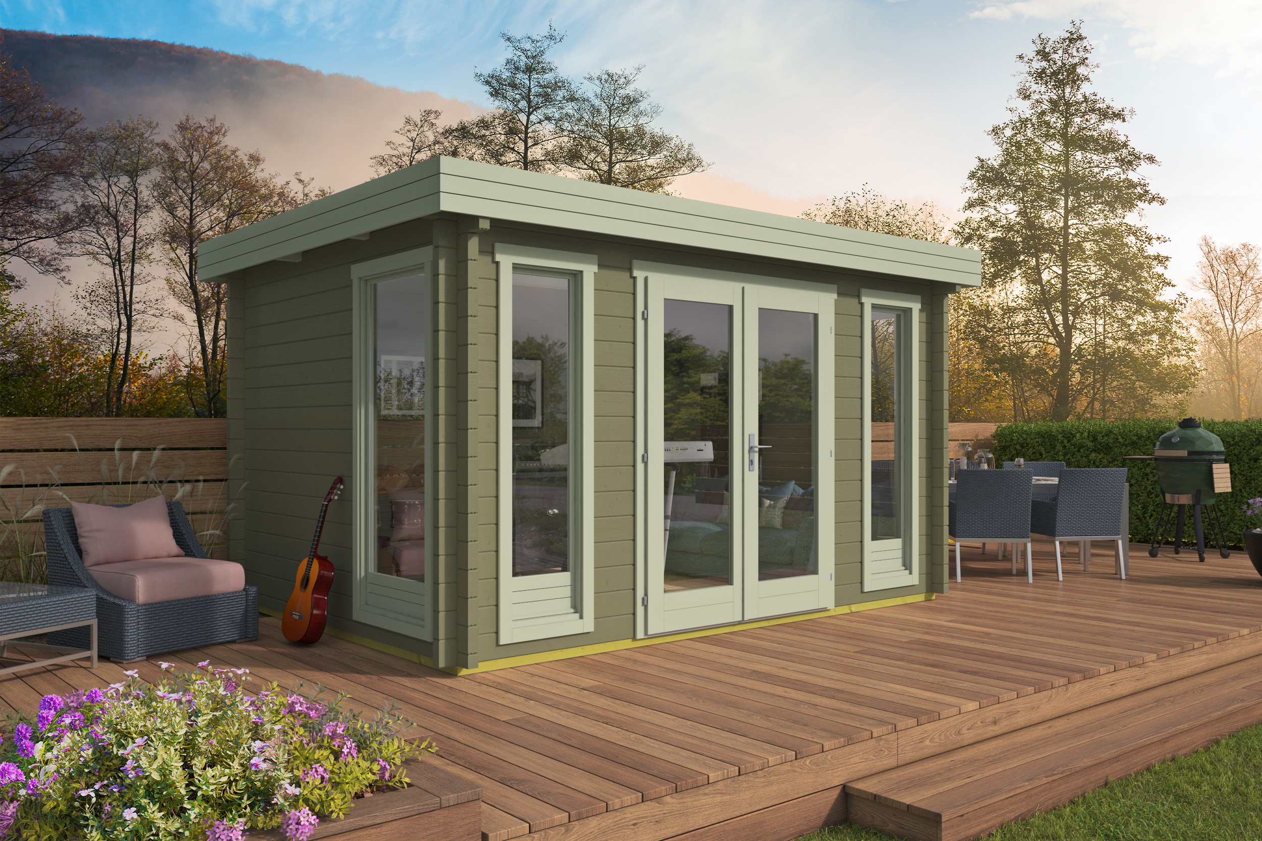 Blokhut - Tuinhuis Victoria | 58 mm | groen geïmpregneerd