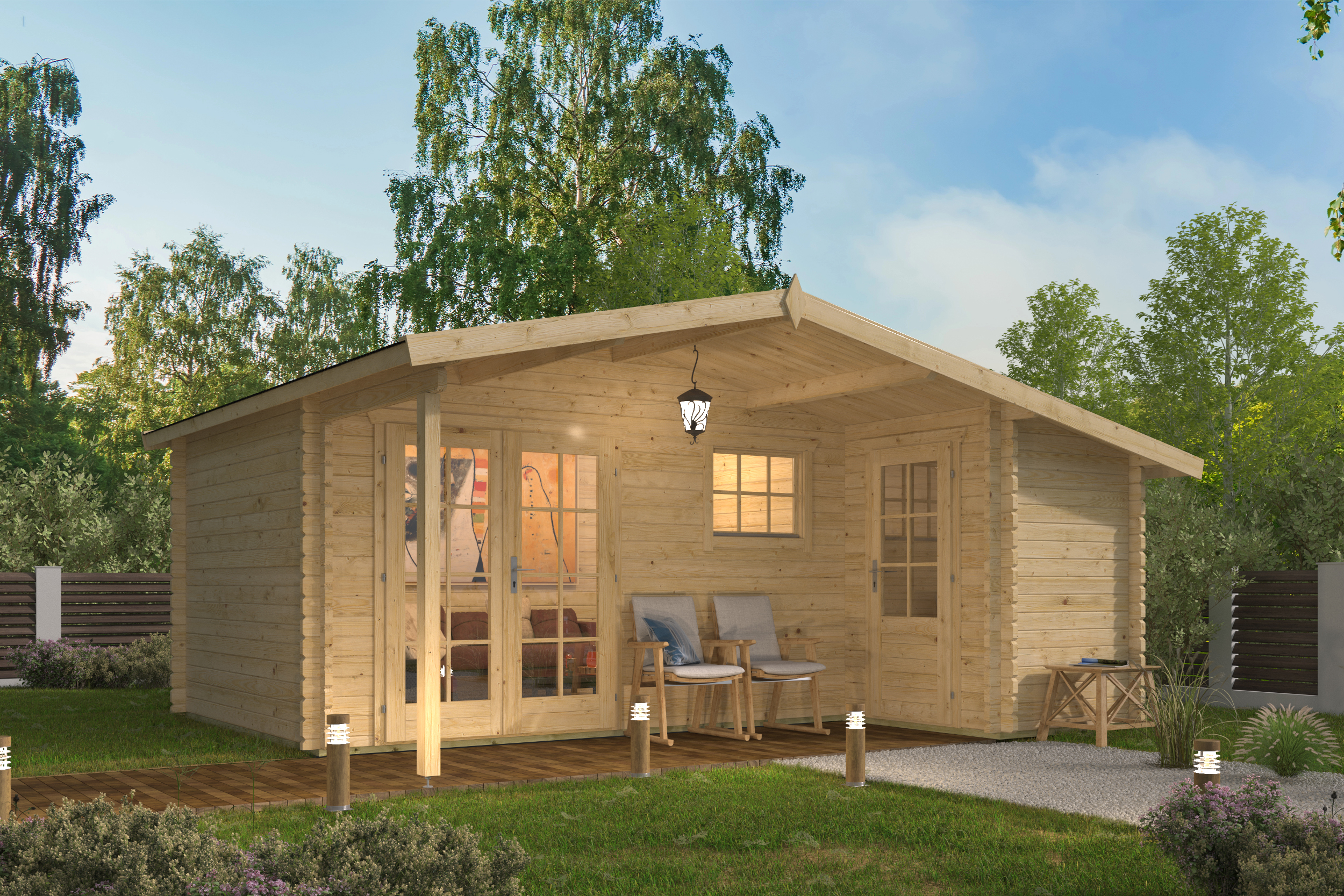 Blokhut - Tuinhuis Wolfgang | 44 mm | vuren onbehandeld