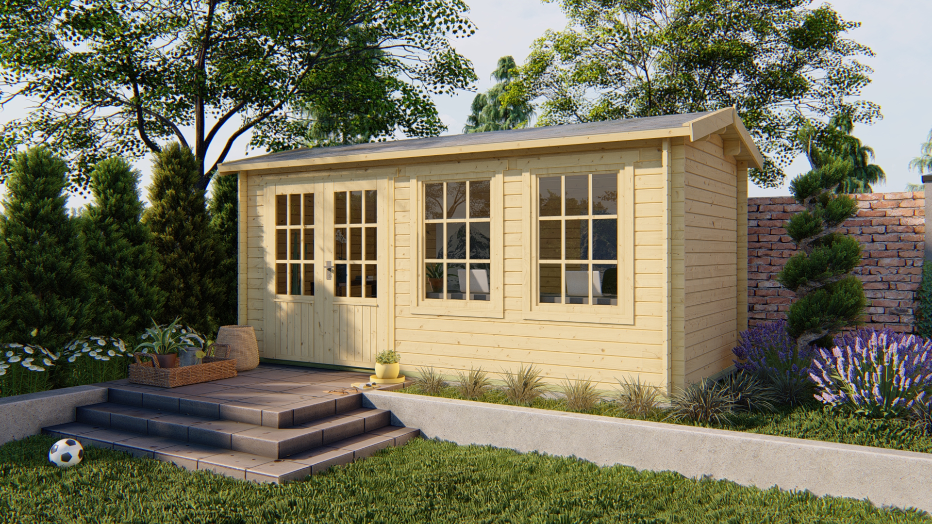 Blokhut - Tuinhuis Justine | 40 mm | vuren Red Class Wood geïmpregneerd Blokhut - Tuinhuis Justine | 40 mm | vuren Red Class Wood geïmpregneerd