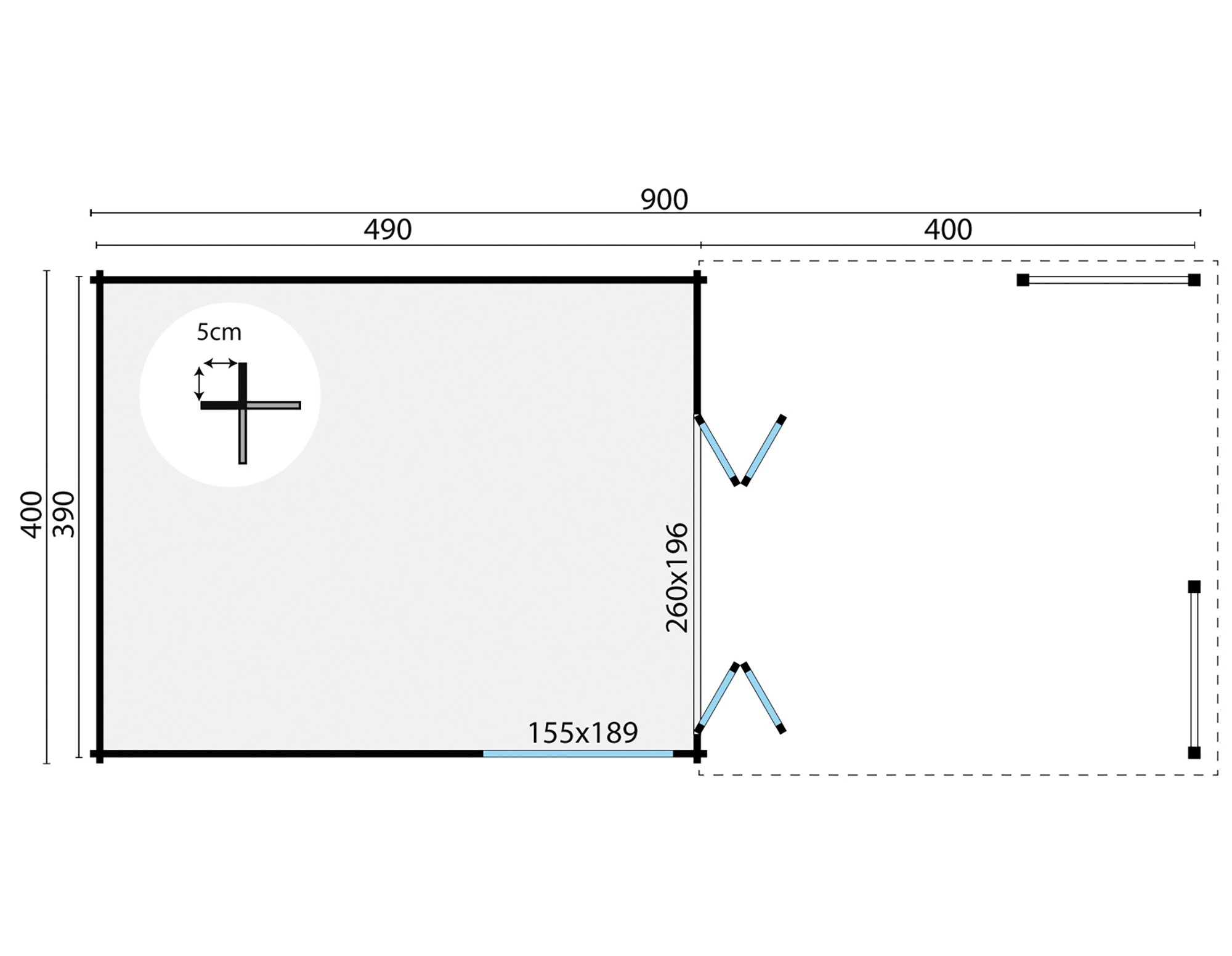 Blokhut - Tuinhuis Casper | 58 mm | vuren honinggeel geïmpregneerd