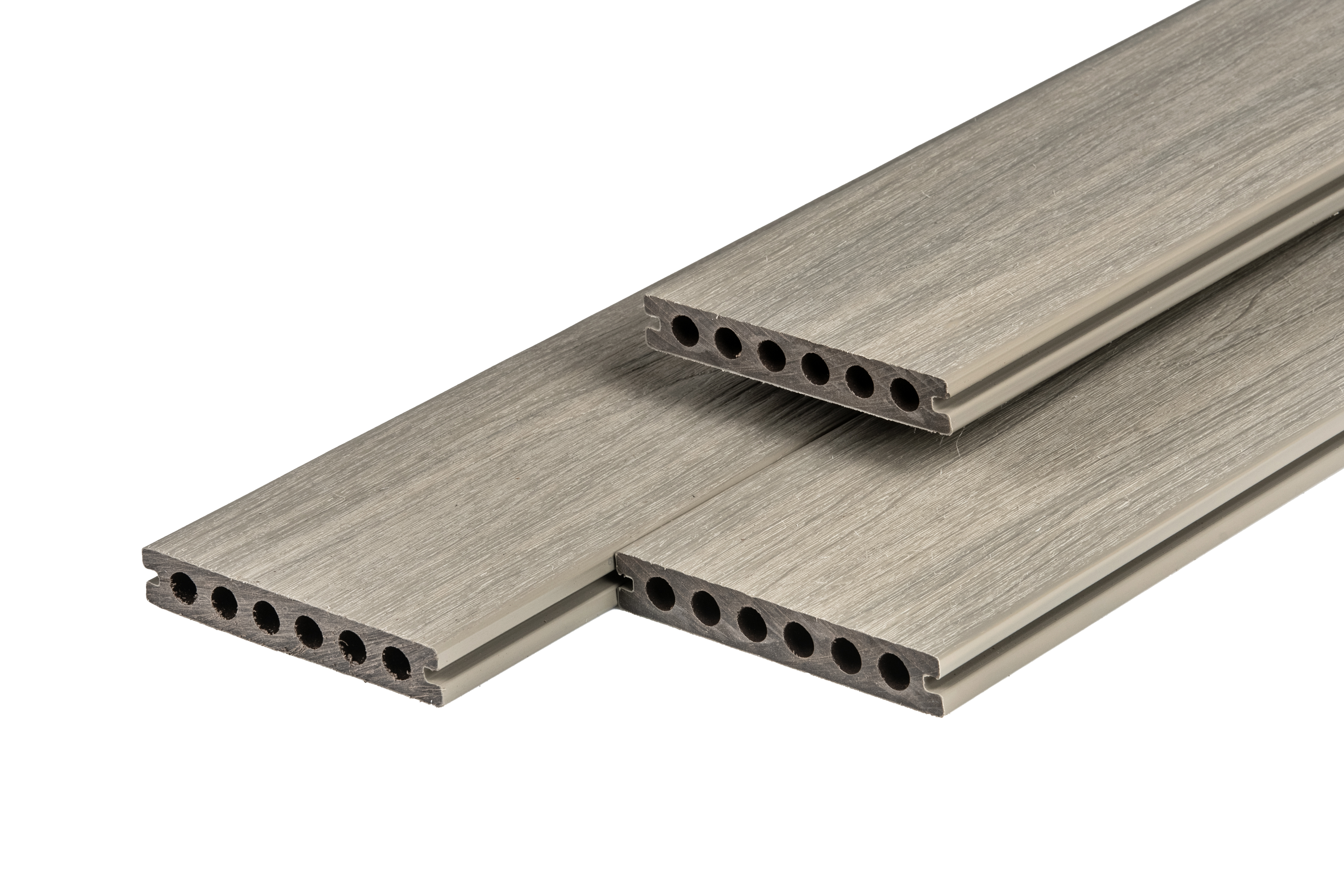 PuraShield composiet vlonderplank 2,3 x 13,8 x 300 cm, light grey, semi-massief, fijne houtnerf, clip systeem