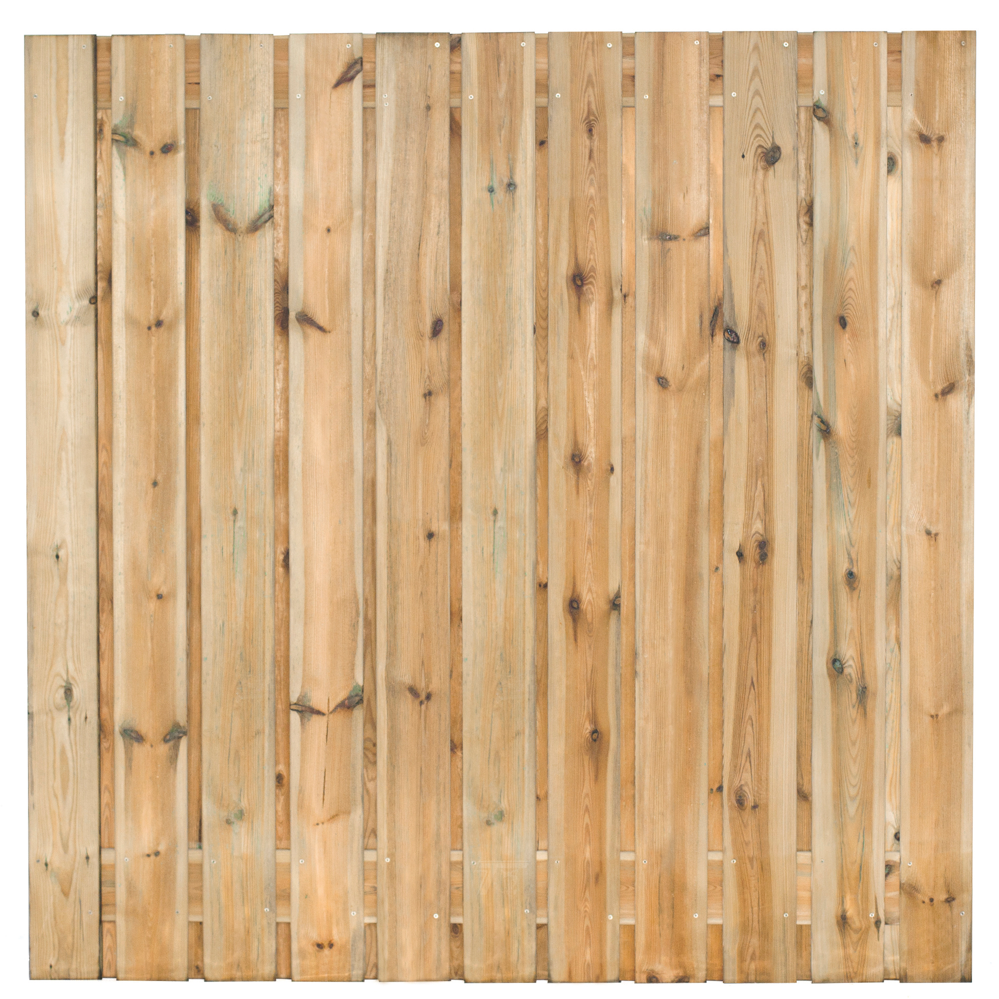 Tuinscherm Zaltbommel, groen geïmpregneerd grenen, RVS-geschroefd, 23-planks (21+2) 180 x 180 cm
