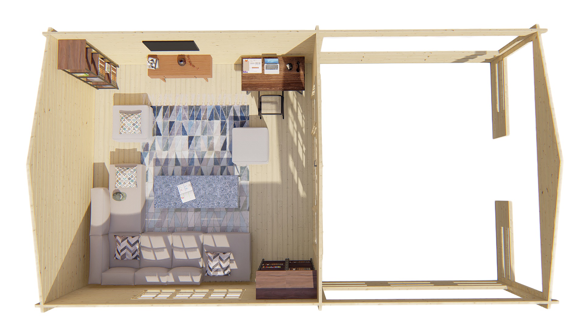 Blokhut - Tuinhuis Sheffield | 58 mm | vuren onbehandeld Blokhut - Tuinhuis Sheffield | 58 mm | vuren onbehandeld