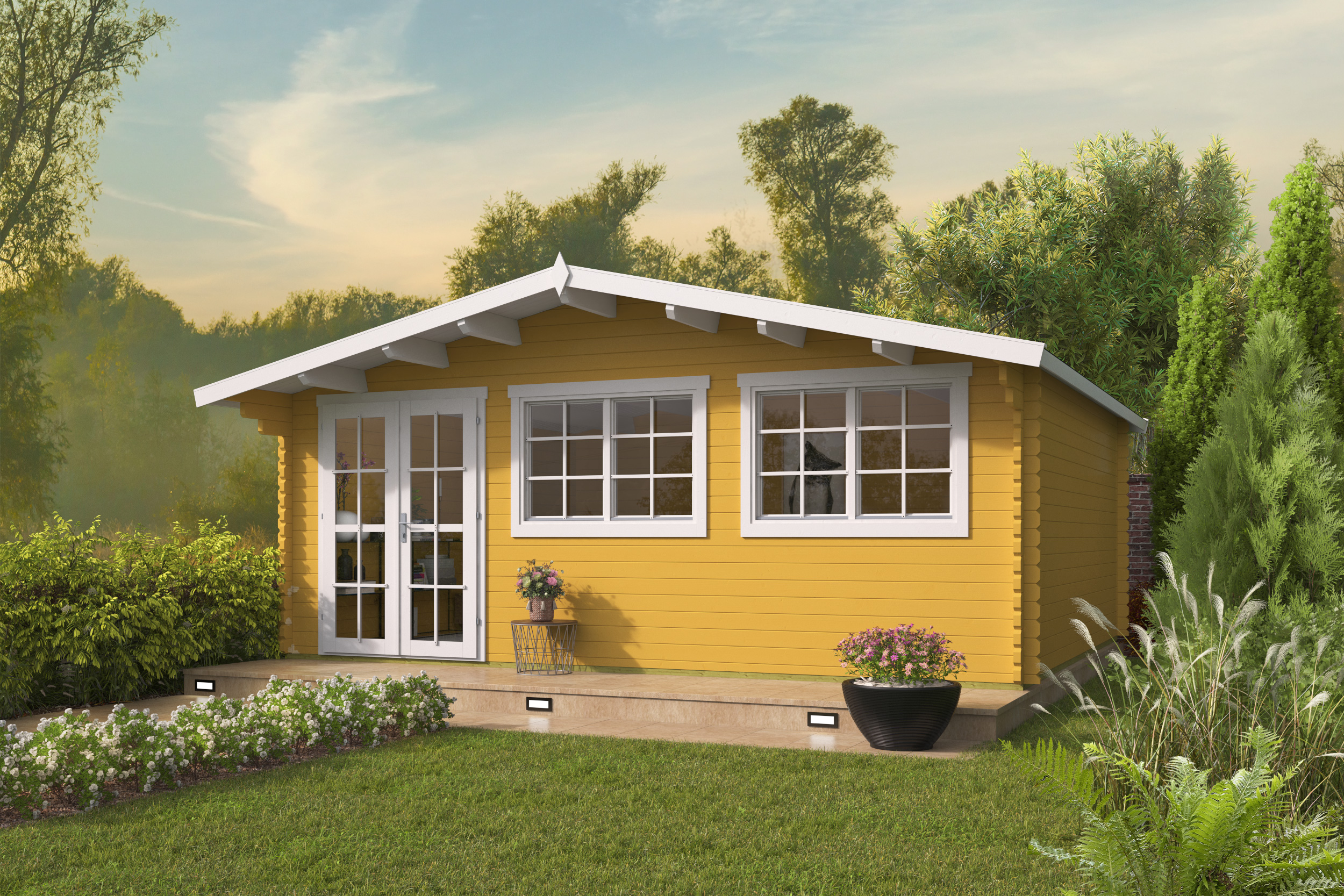 Blokhut - Tuinhuis Tova | 44 mm | vuren bruin geïmpregneerd Blokhut - Tuinhuis Tova | 44 mm | vuren bruin geïmpregneerd
