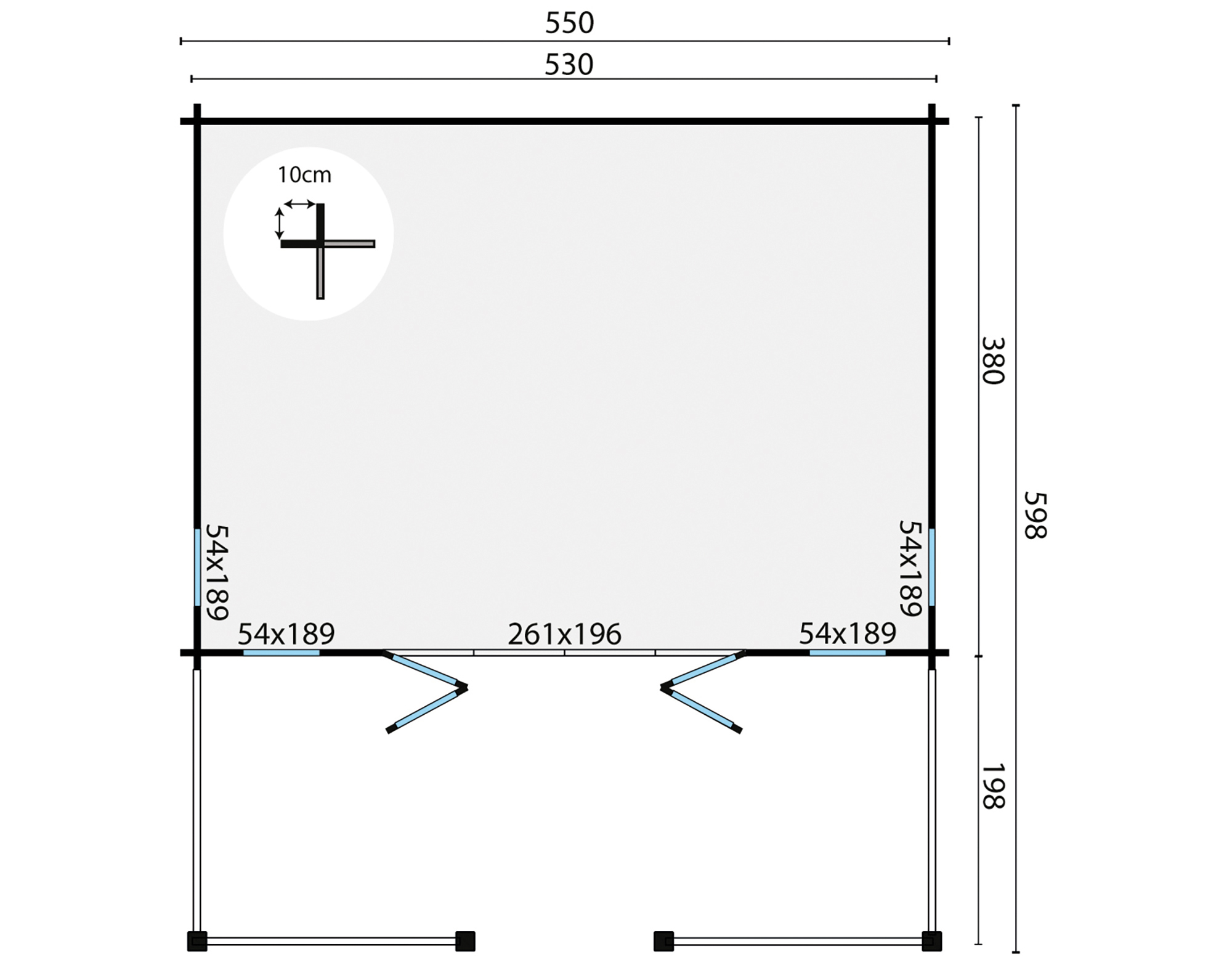 Blokhut - Tuinhuis Olaug | 44 mm | vuren honinggeel geïmpregneerd
