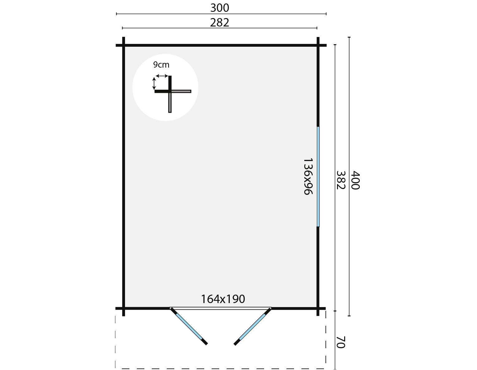 Blokhut - Tuinhuis Pamplona | 34 mm | vuren grijs geïmpregneerd