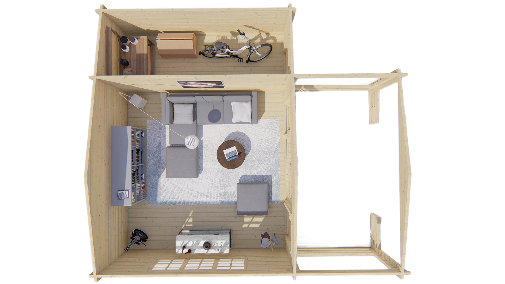 Blokhut - Tuinhuis Manchester | 58 mm | vuren honinggeel geïmpregneerd