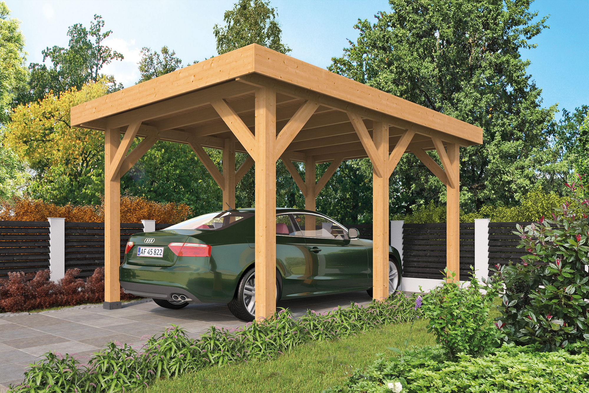 Carport Sloten, Flachdach, Selbstbaupaket 350x500 cm