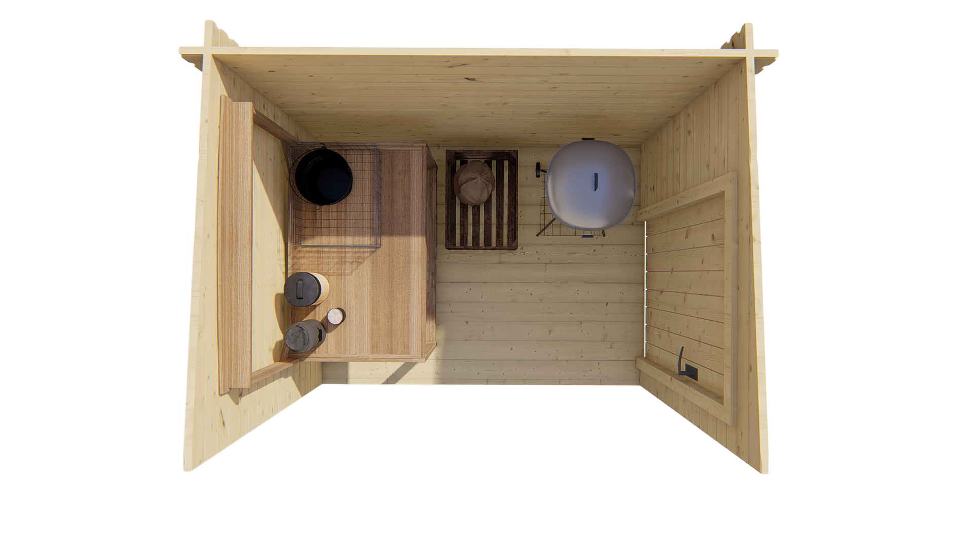 Blokhut - Tuinhuis Aanbouw | 44 mm | vuren honinggeel geïmpregneerd Blokhut - Tuinhuis Aanbouw | 44 mm | vuren honinggeel geïmpregneerd