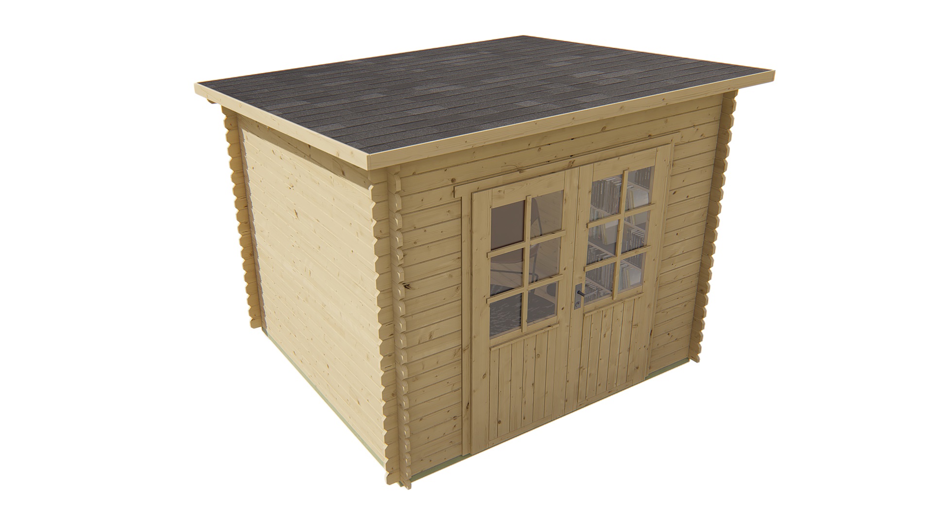 Blokhut - Tuinhuis Mila | 28 mm | vuren bruin geïmpregneerd Blokhut - Tuinhuis Mila | 28 mm | vuren bruin geïmpregneerd