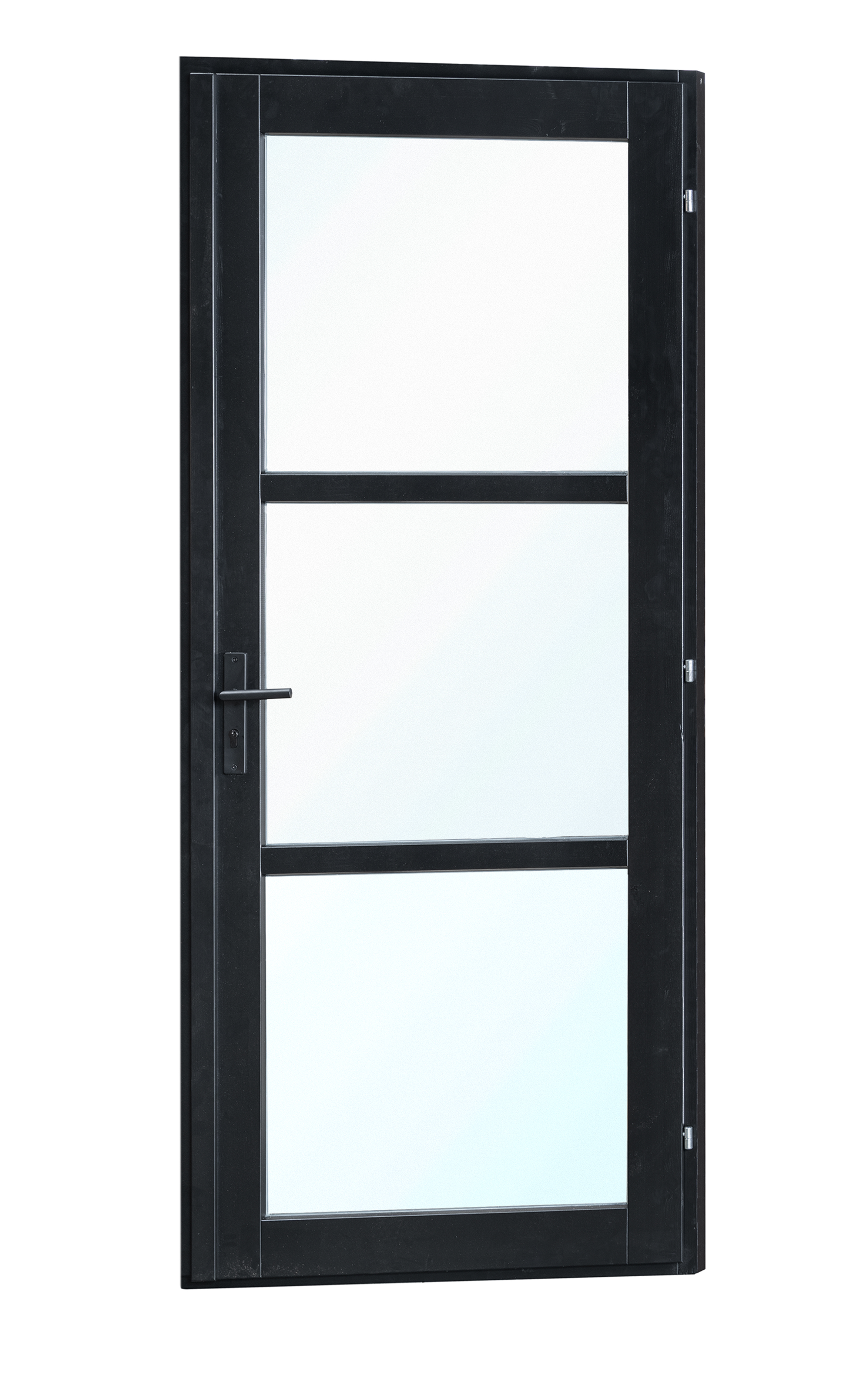 Vuren steellook enkele glas deur zwart gespoten B1100xH2120mm buitenmaat, rechtsdraaiend