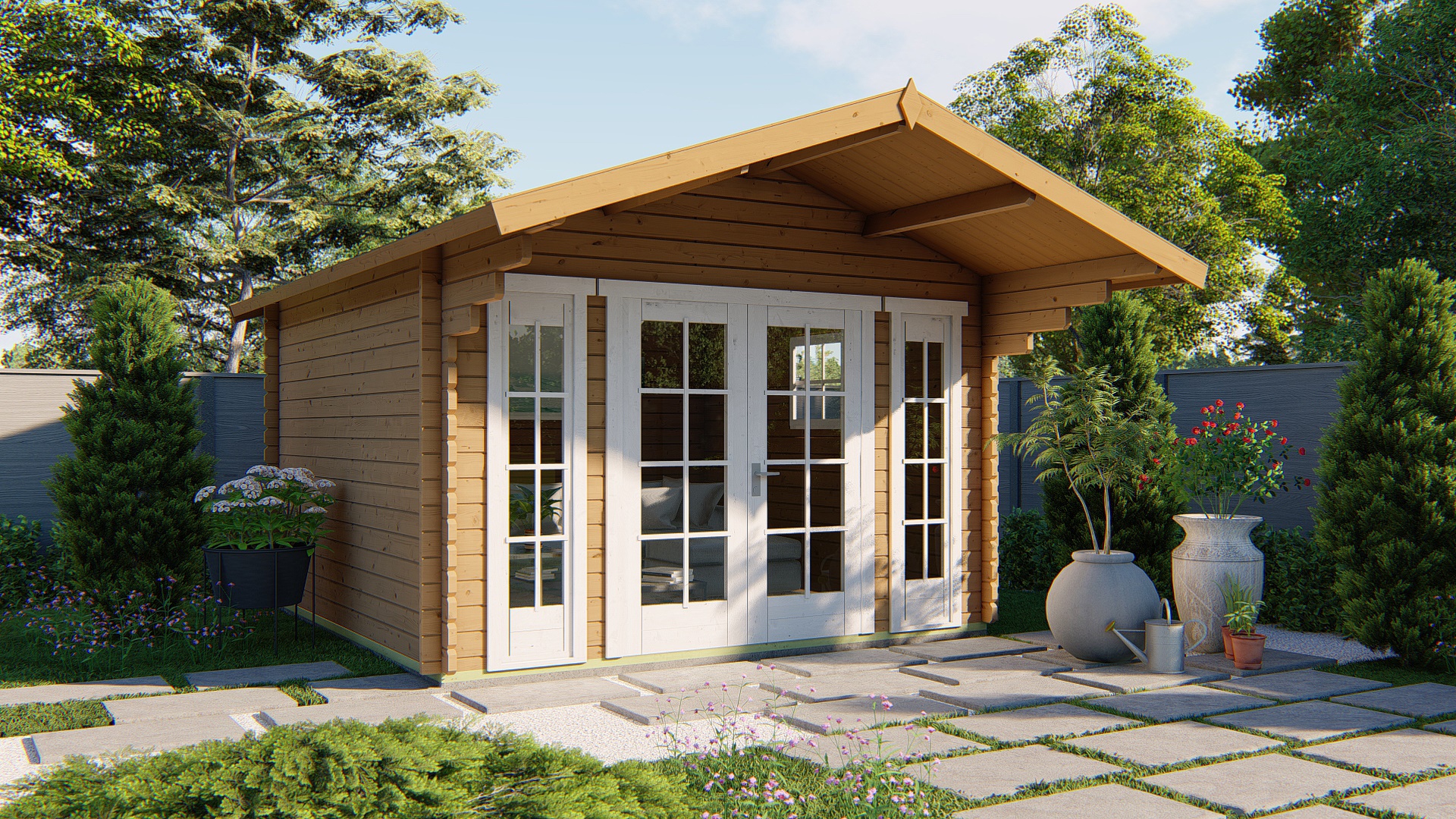 Blokhut - Tuinhuis Sören | 44 mm | vuren honinggeel geïmpregneerd