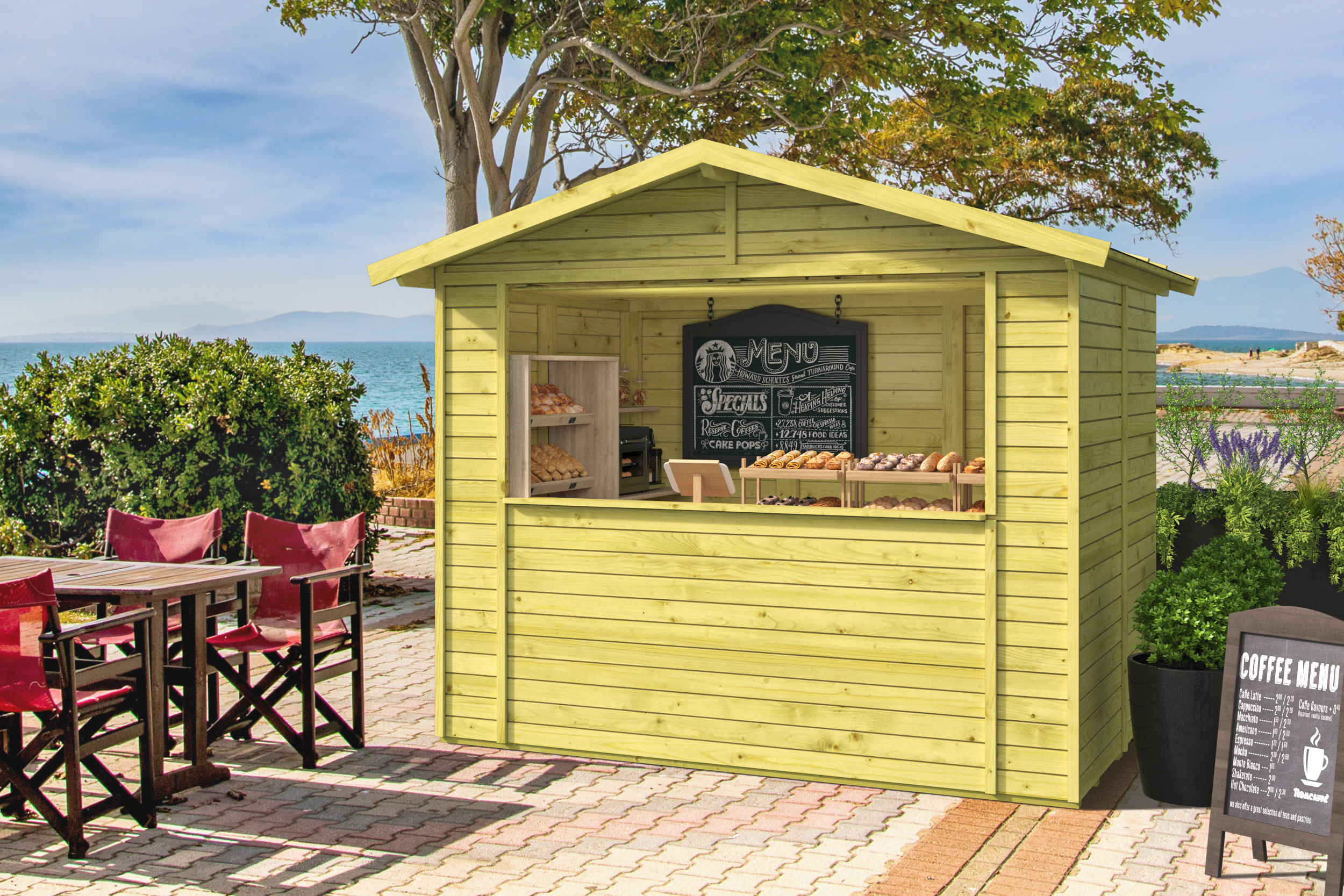 Kiosk Vixen, 19 mm, grün impragniertes Fichte einschl. Boden