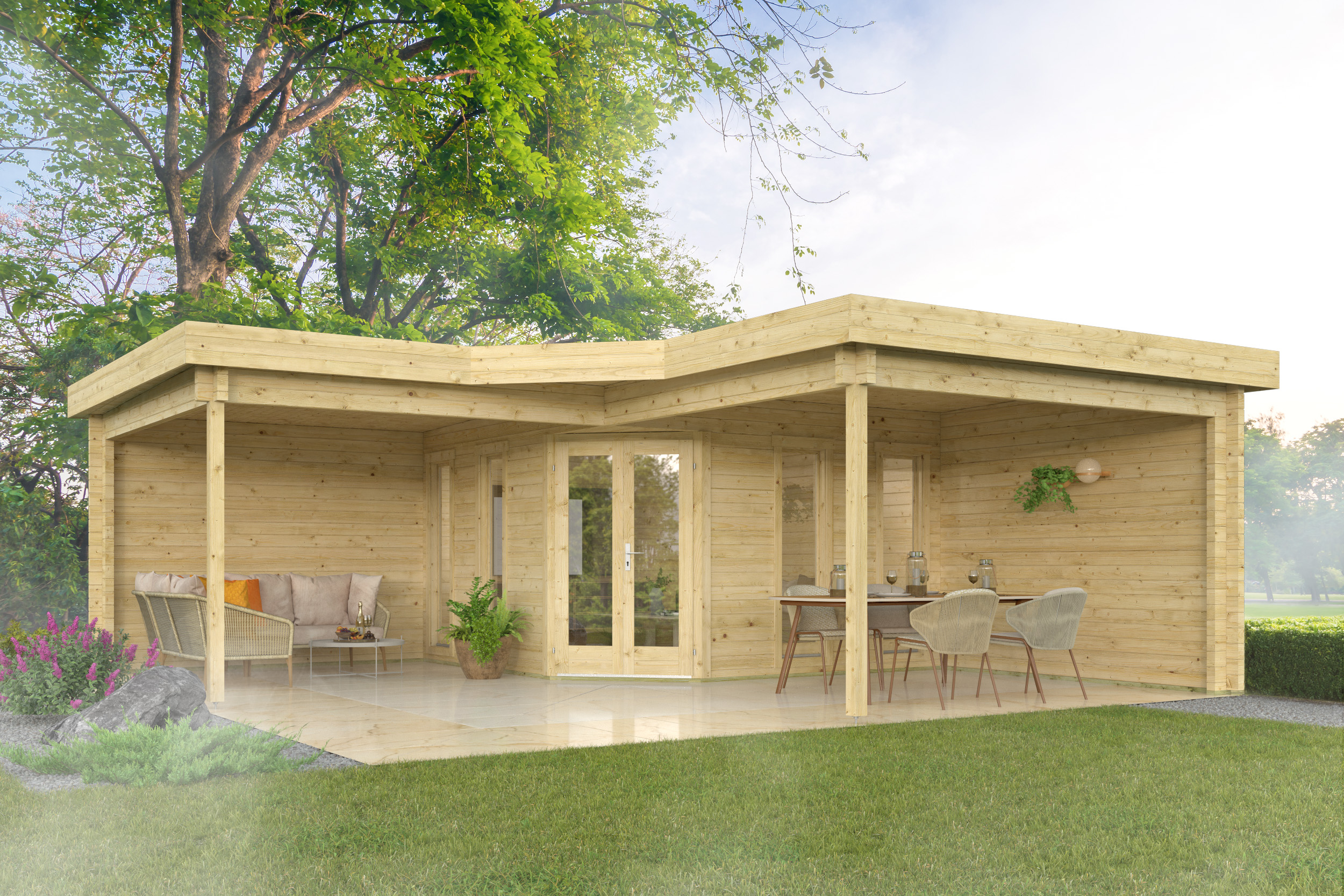Blokhut - Tuinhuis Bridgend | 70 mm | Red Class Wood geïmpregneerd