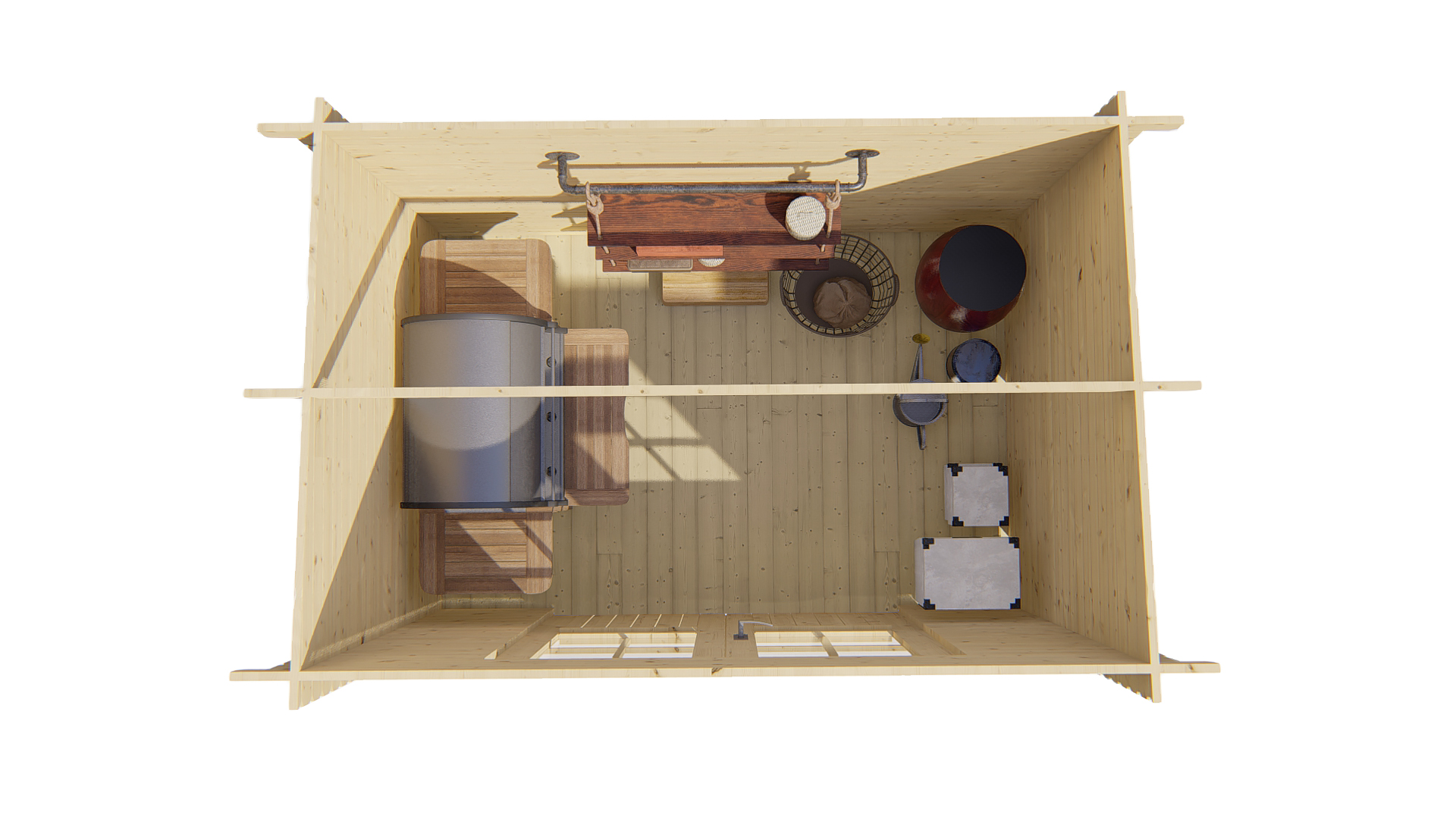 Blokhut - Tuinhuis Kris | 28 mm | vuren honinggeel geïmpregneerd Blokhut - Tuinhuis Kris | 28 mm | vuren honinggeel geïmpregneerd