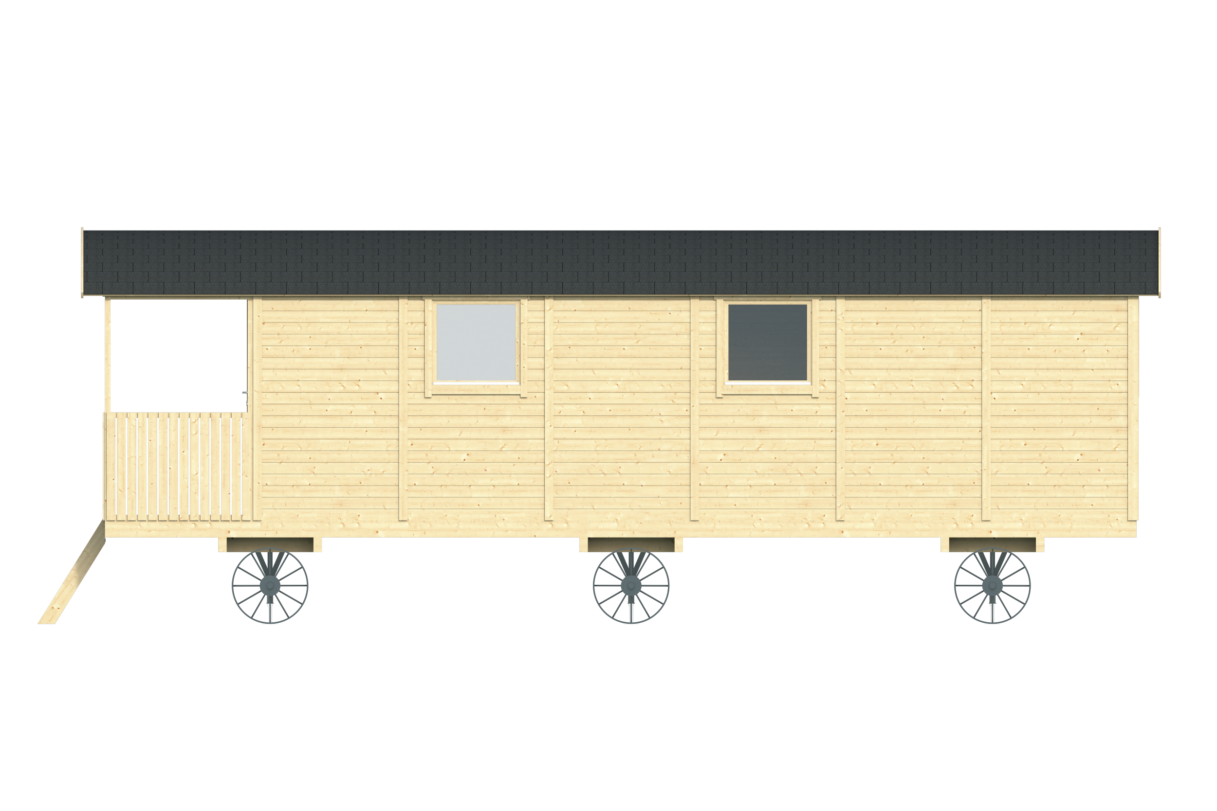 Circuswagen Jimmy | 19mm | vuren onbehandeld | 840 x 240 cm | excl. onderstel