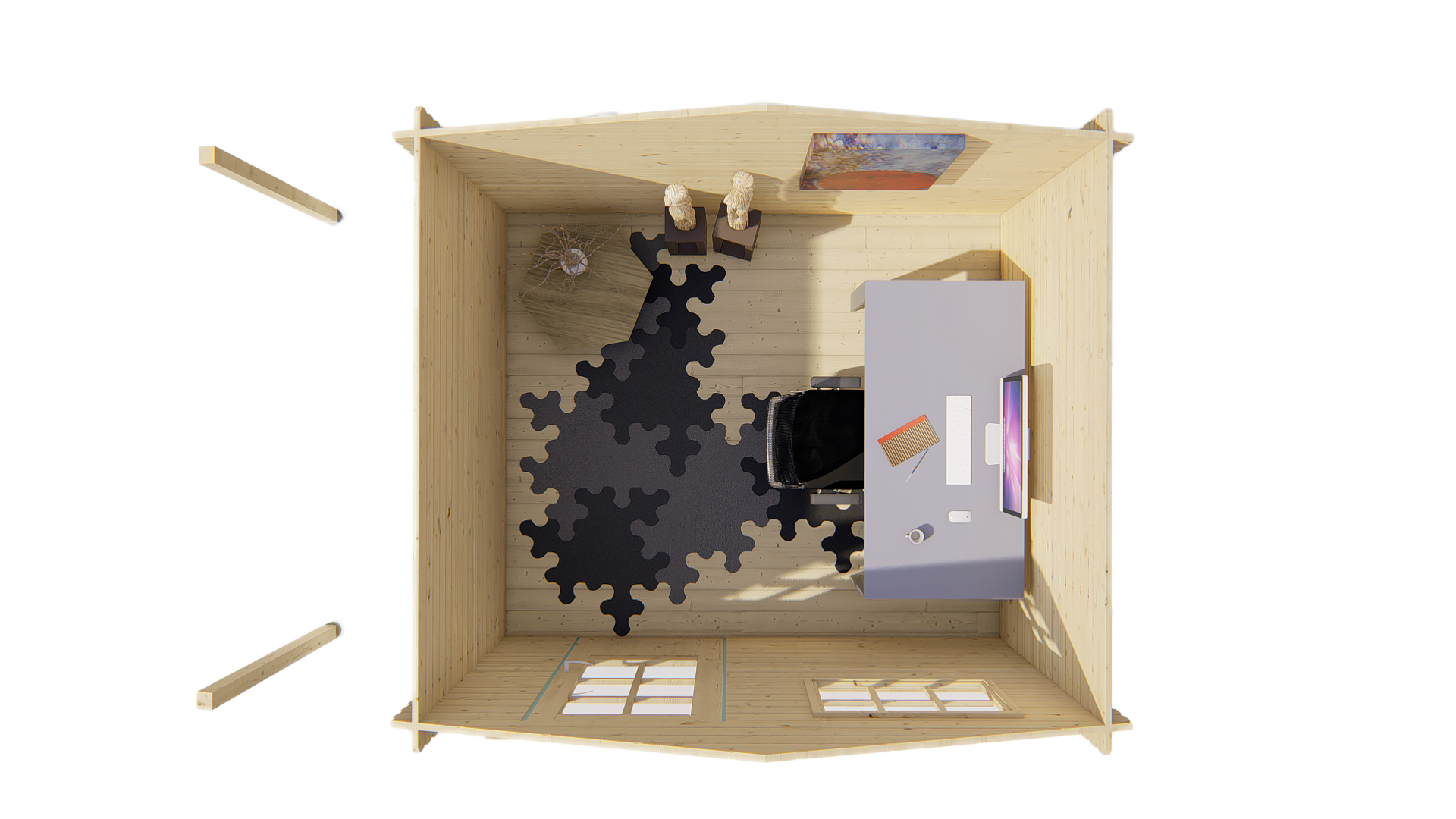 Blokhut - Tuinhuis Lars | 28 mm | vuren groen geïmpregneerd Blokhut - Tuinhuis Lars | 28 mm | vuren groen geïmpregneerd