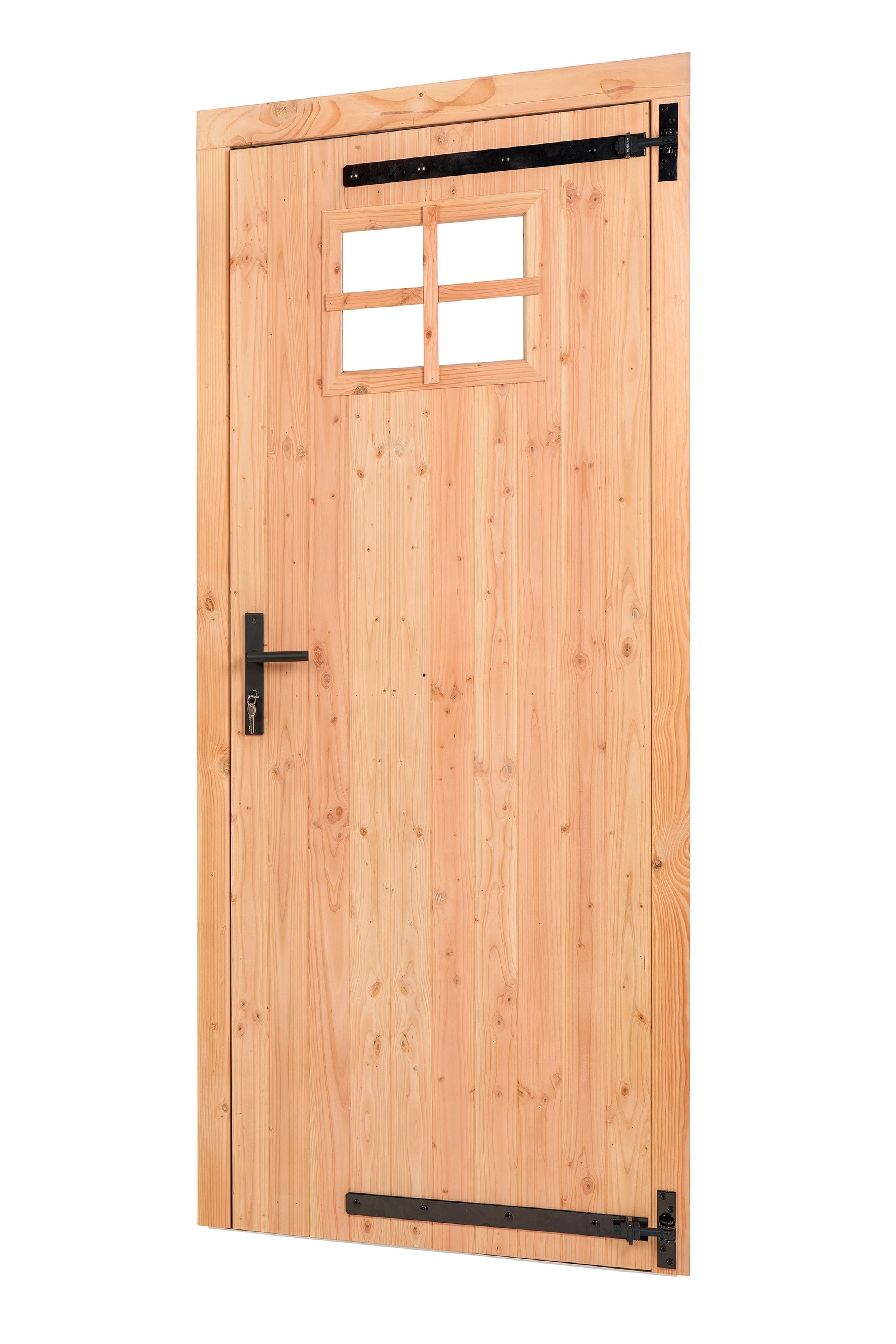 Douglas enkele dichte deur met klein raam B1000xH2050mm buitenmaat, rechtsdraaiend