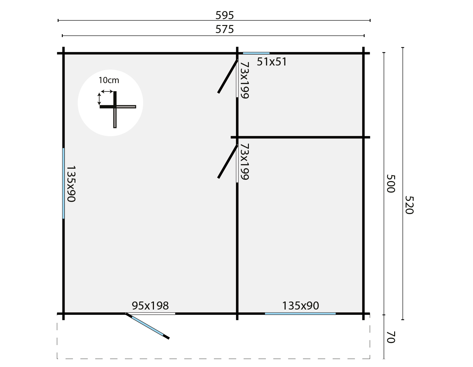 Blokhut - Tuinhuis Cantabria | 44 mm | onbehandeld