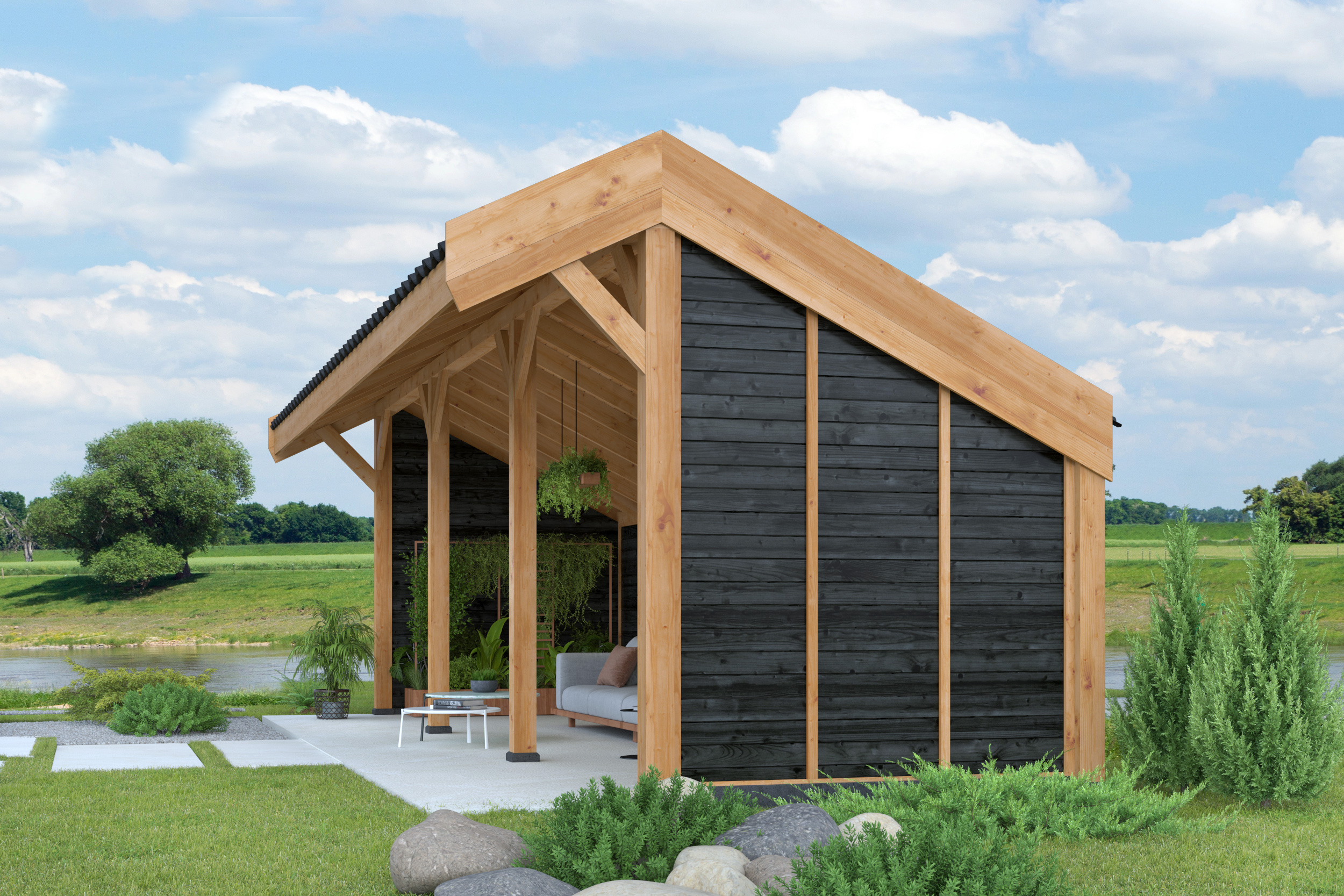 DHZ Kapschuur Boekelo Douglas 900 x 250 cm zwart geïmpregneerd