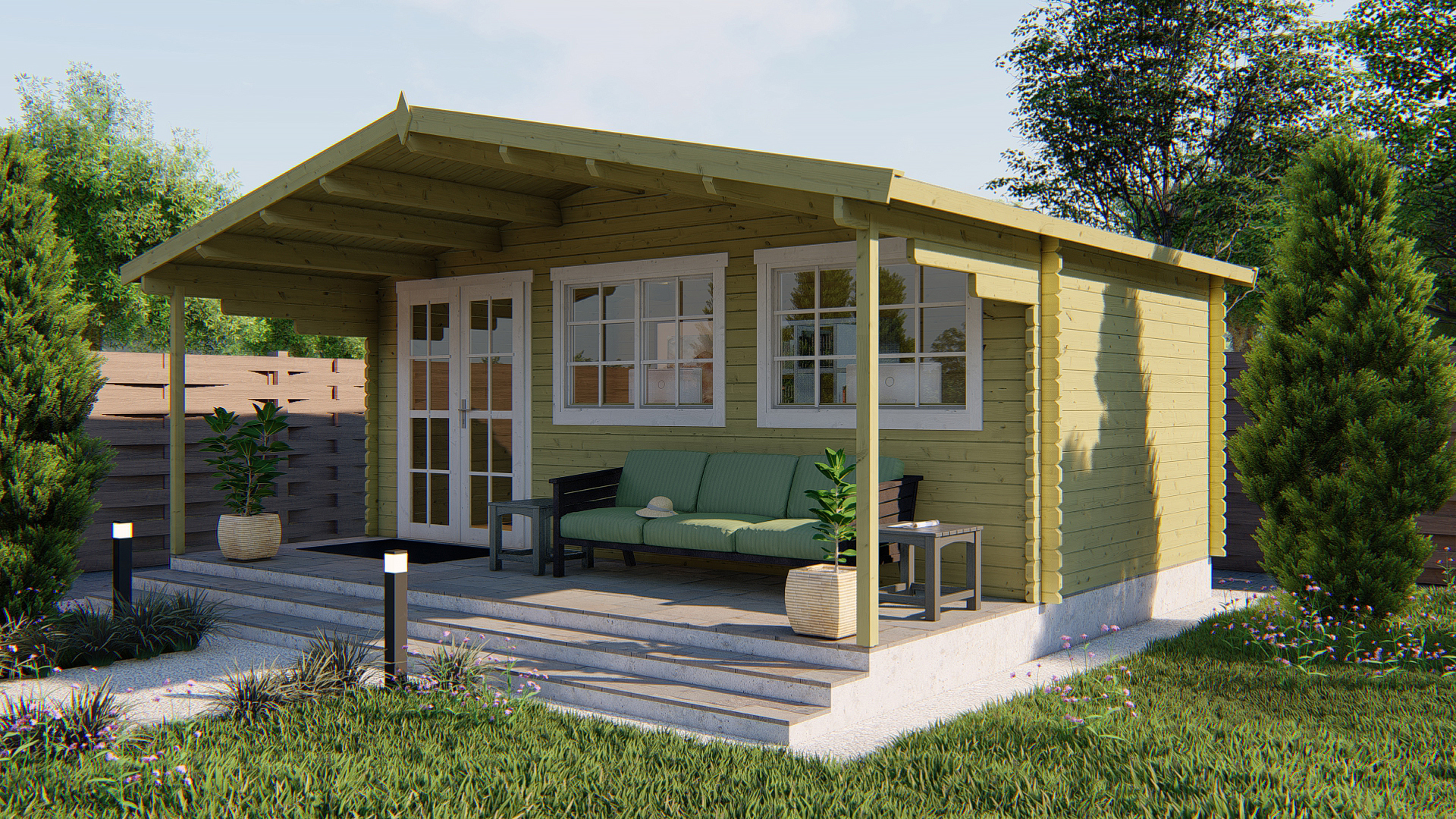 Blokhut - Tuinhuis Pinkus | 44 mm | vuren bruin geïmpregneerd Blokhut - Tuinhuis Pinkus | 44 mm | vuren bruin geïmpregneerd