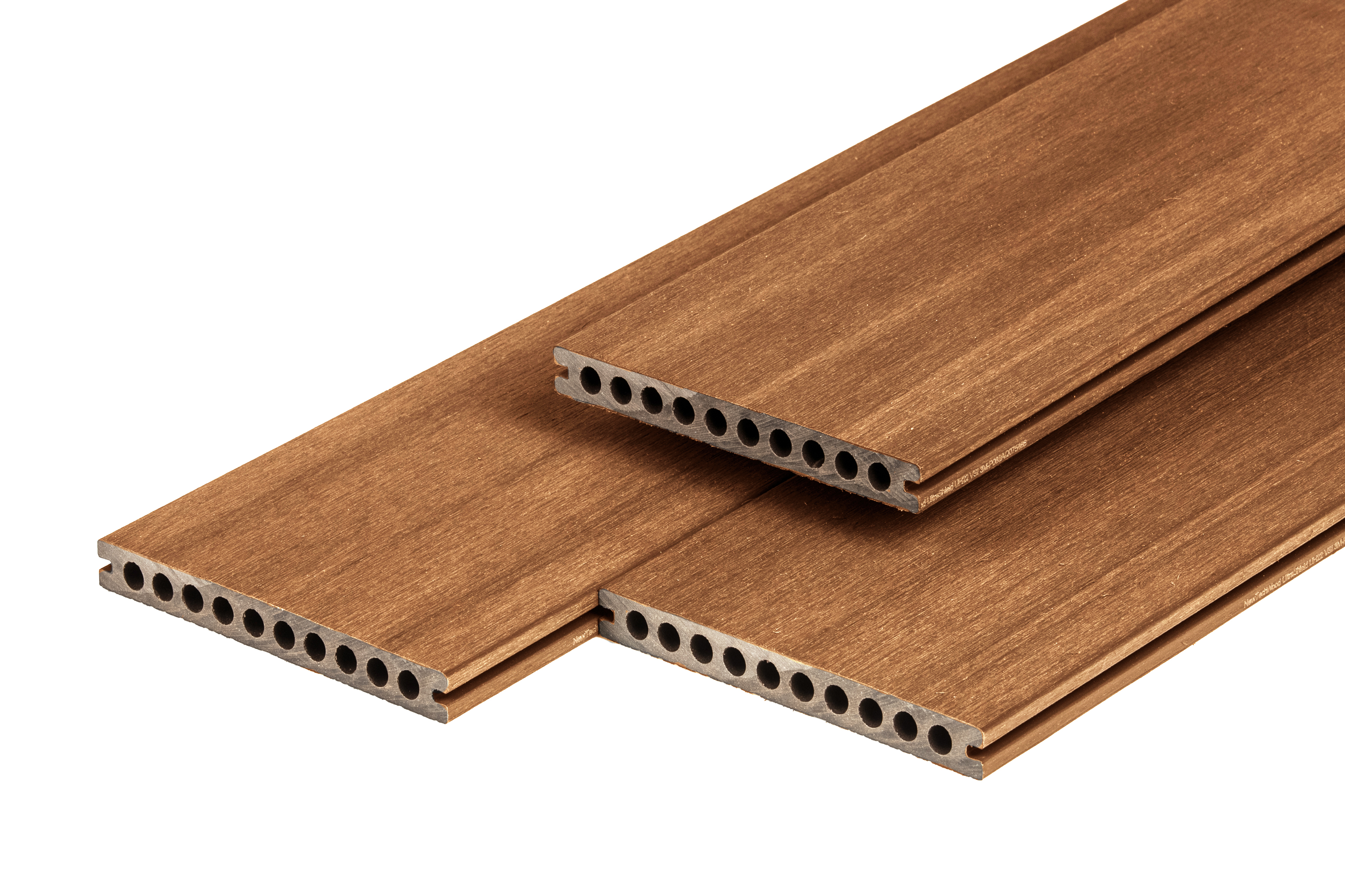PuraShield composite decking board 2,3 x 21,0 x 500 cm clip system, hollow-core, Teak