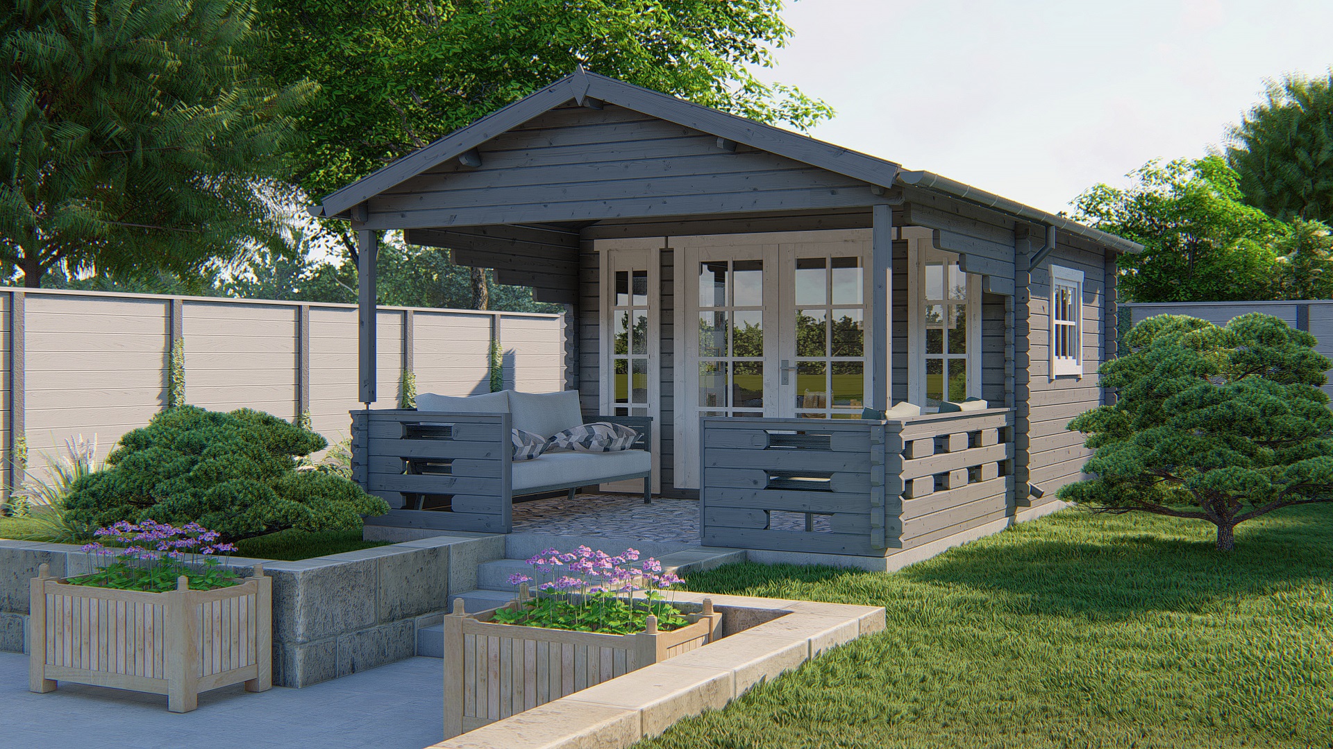 Blokhut - Tuinhuis Sanstrov | 44 mm | vuren onbehandeld