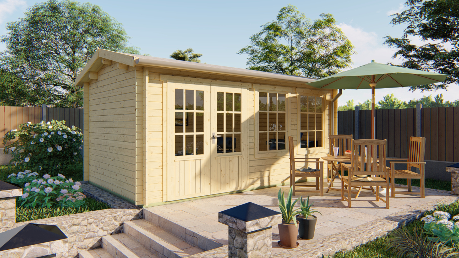 Blokhut - Tuinhuis Aiste | 40 mm | vuren Red Class Wood geïmpregneerd Blokhut - Tuinhuis Aiste | 40 mm | vuren Red Class Wood geïmpregneerd