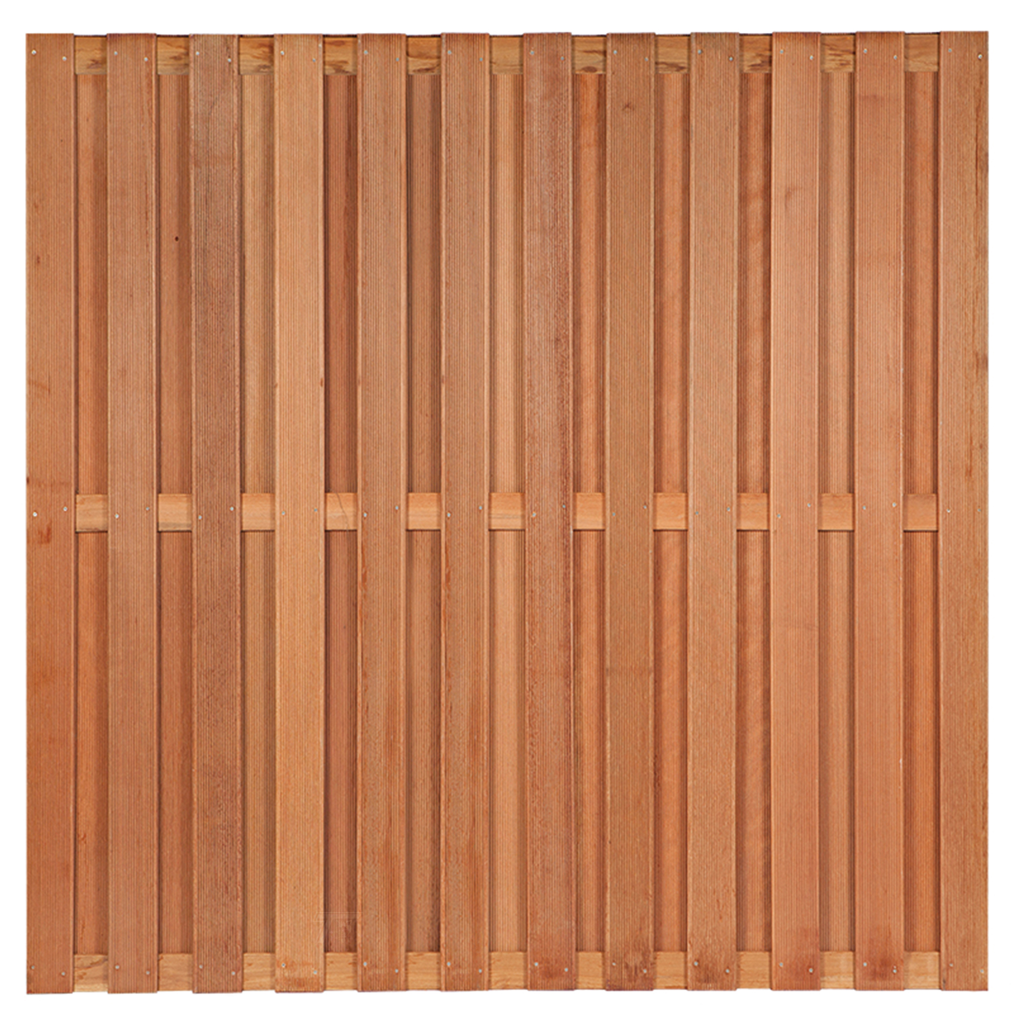 Sichtschutzzaun Leeuwarden, Keruing hartholz, edelstahlverschraubt, 26 Bretter (23+3) 180 x 180 cm