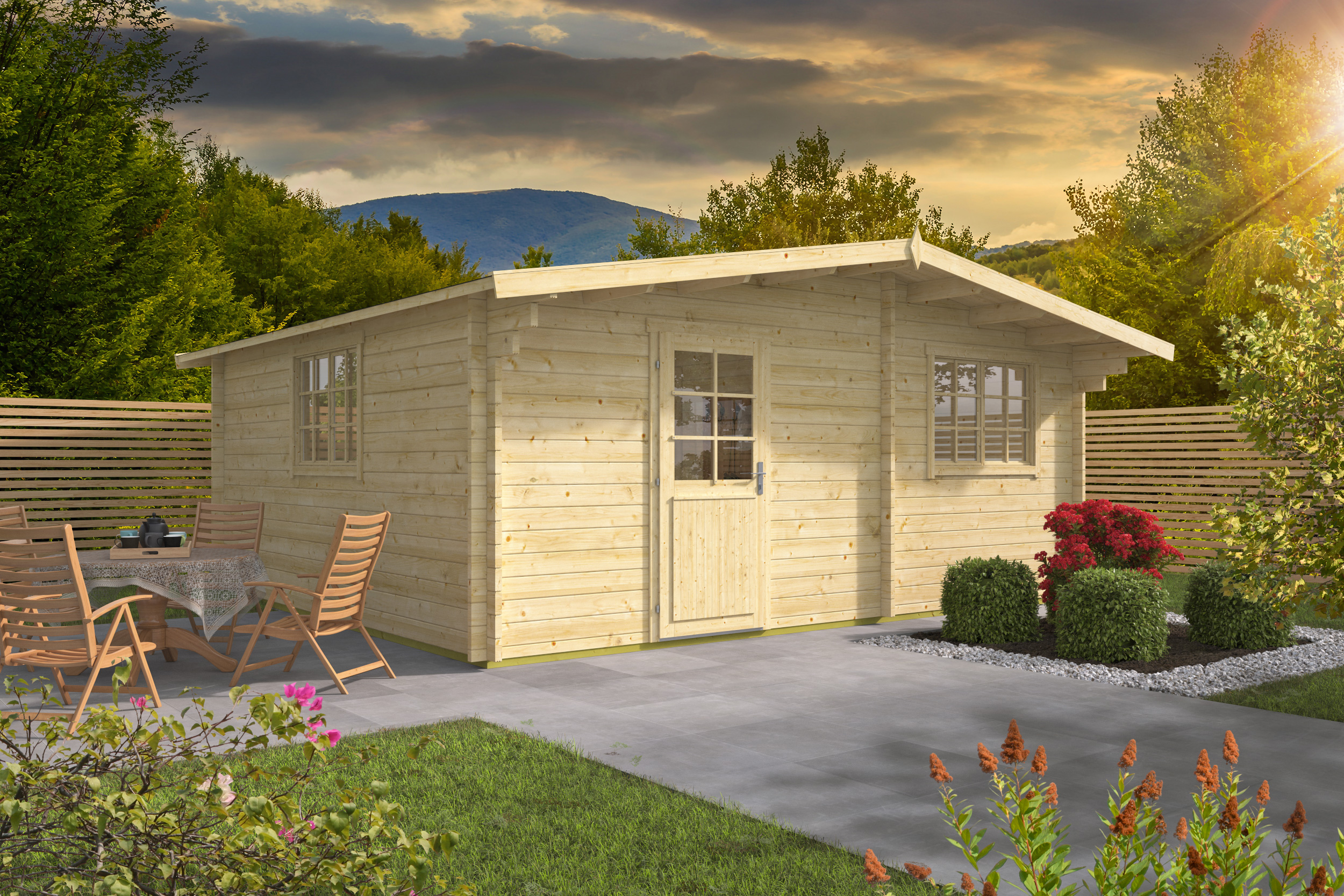 Blokhut - Tuinhuis Cantabria | 44 mm | onbehandeld