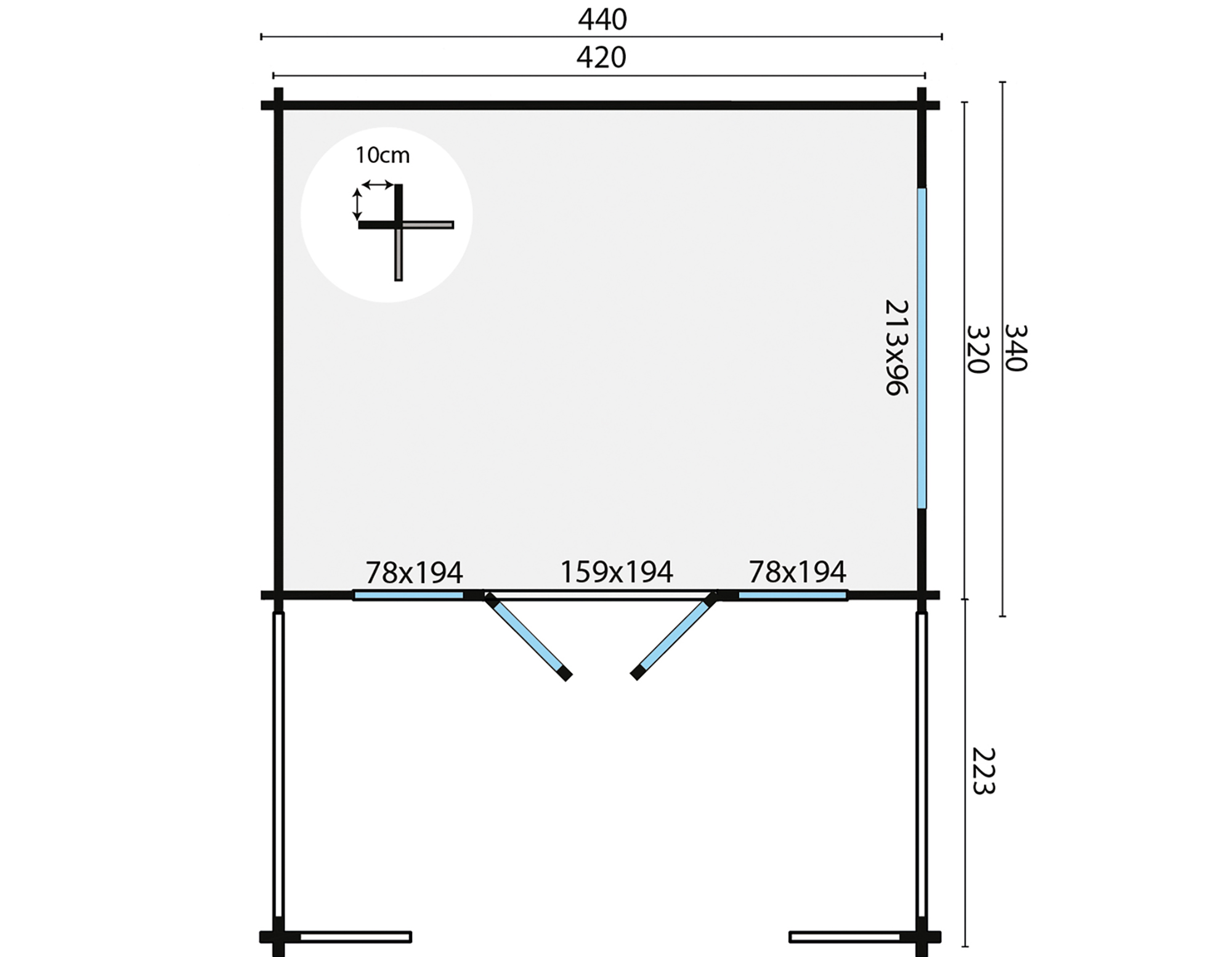 Blokhut - Tuinhuis Bolton | 58 mm | vuren honinggeel geïmpregneerd