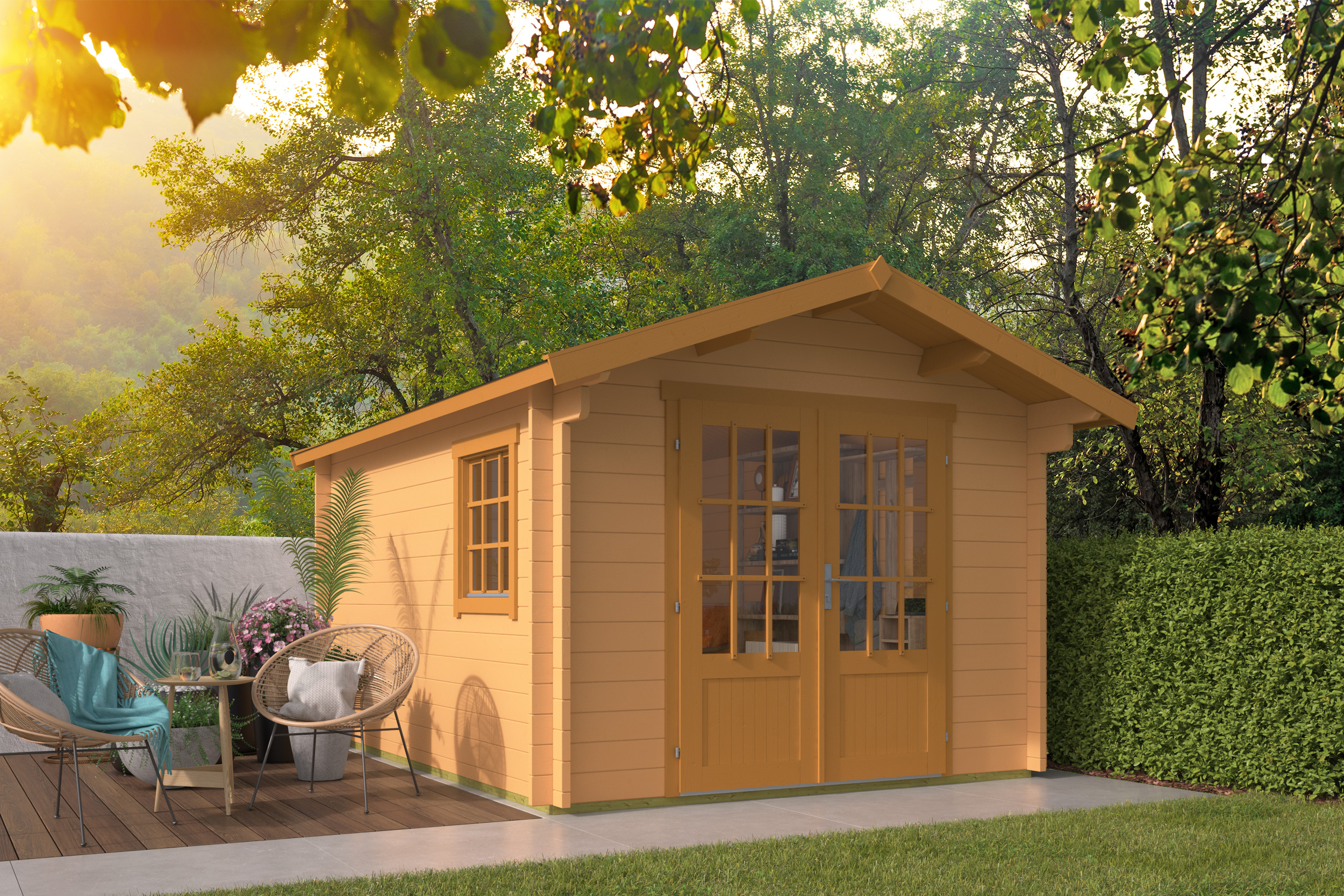 Blokhut - Tuinhuis Peggie | 40 mm | honinggeel geïmpregneerd