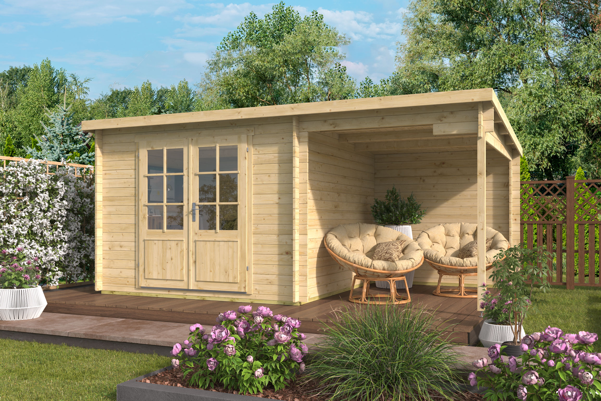 Blokhut - Tuinhuis Dora | 28 mm | vuren Red Class Wood geïmpregneerd