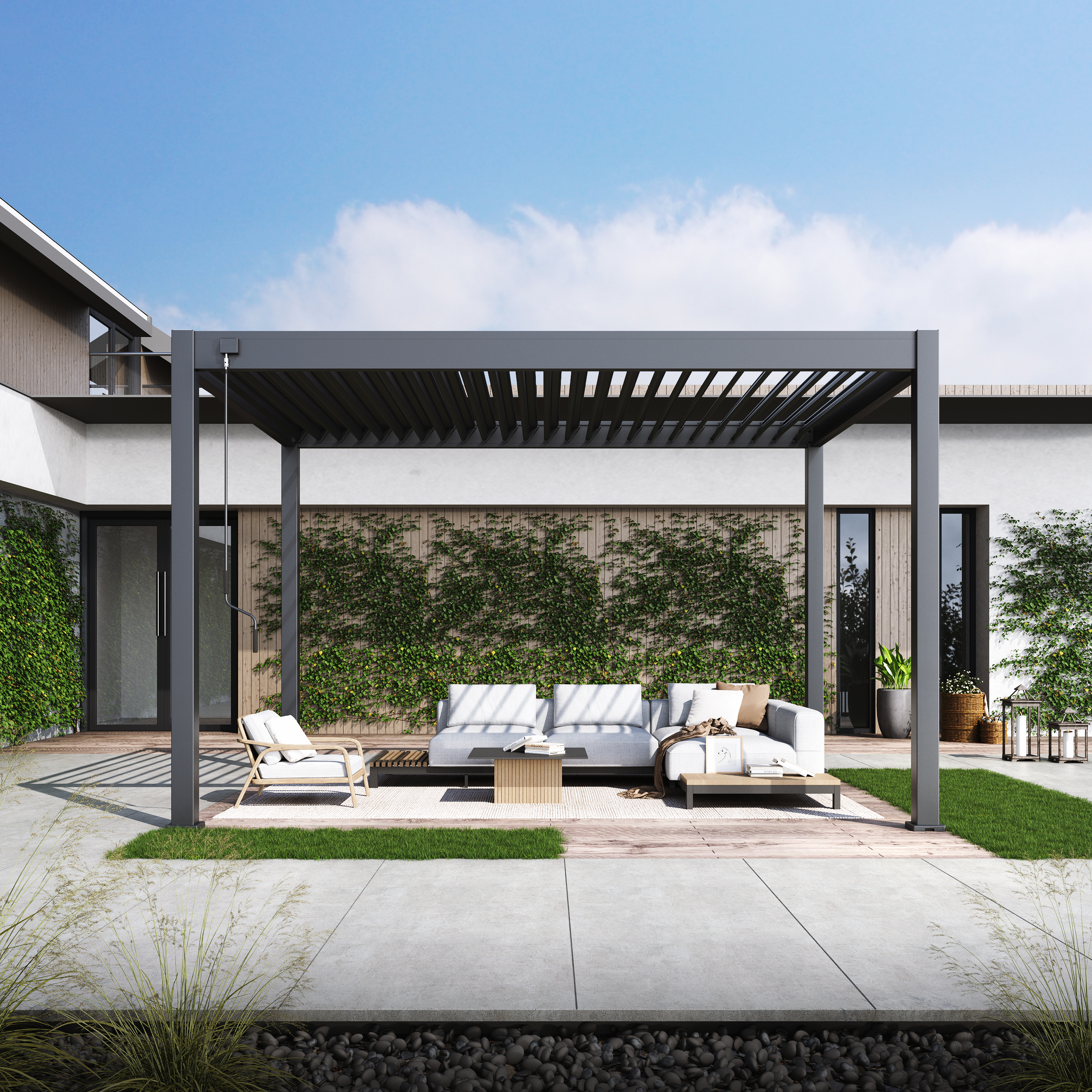 Tuindeco Advance line vrijstaande aluminium overkapping 300 x 400 x 255 cm antraciet — 2