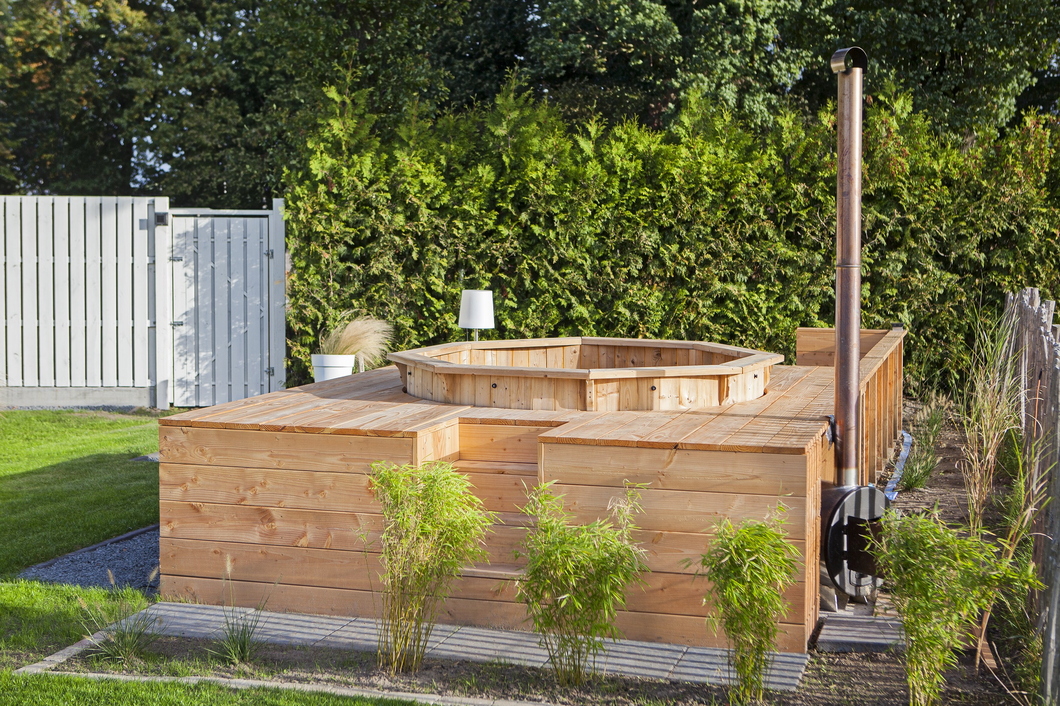 Hottub met externe RVS kachel ø200 cm onbehandeld vuren